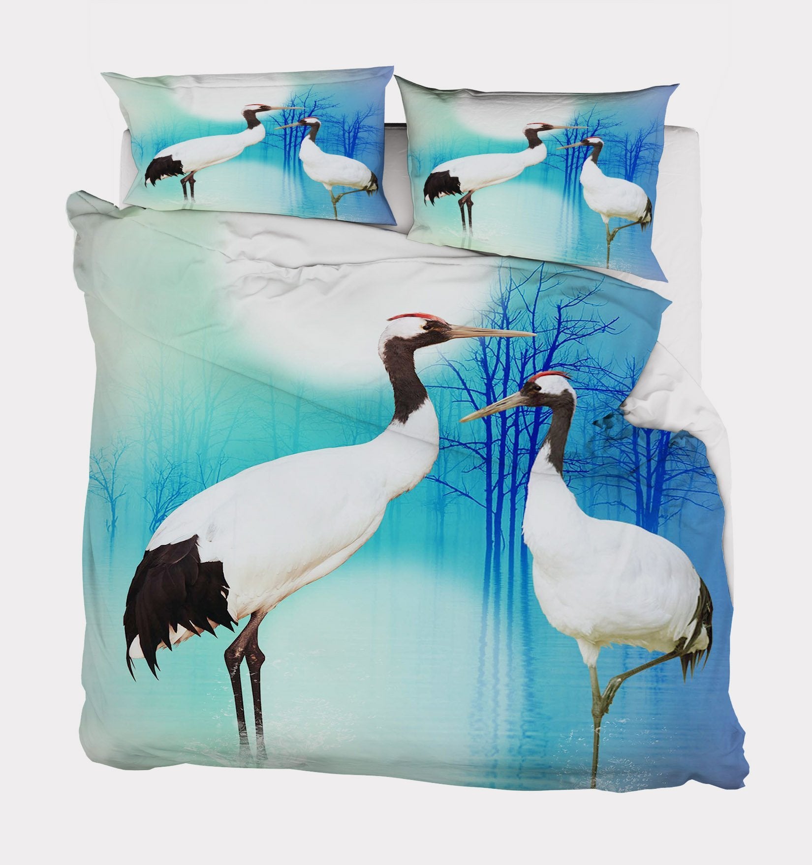 3D Lake Crane 243 Bed Pillowcases Quilt Wallpaper AJ Wallpaper