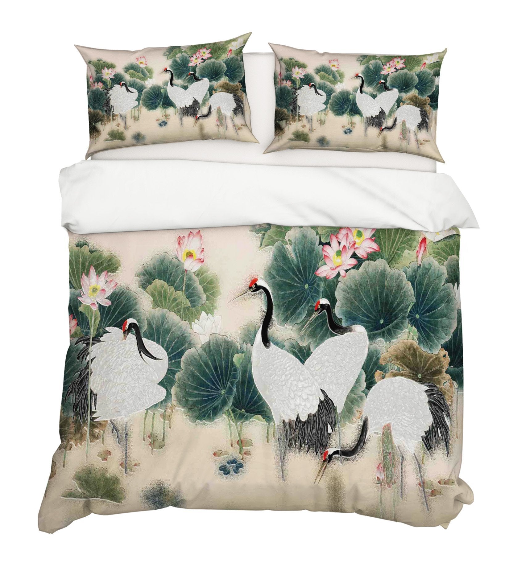 3D White Crane 065 Bed Pillowcases Quilt Wallpaper AJ Wallpaper