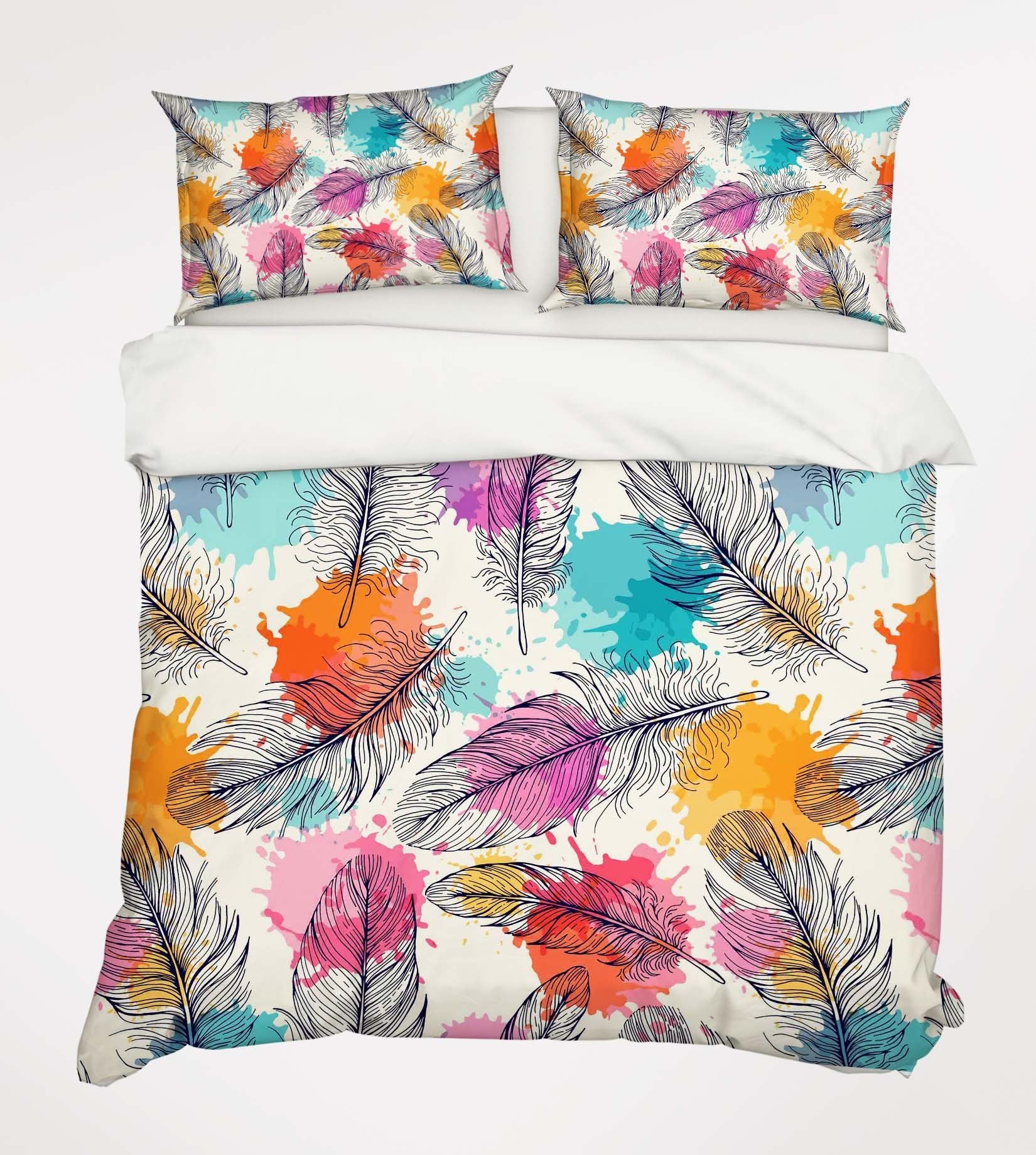 3D Feathers Colored Dots 190 Bed Pillowcases Quilt Wallpaper AJ Wallpaper