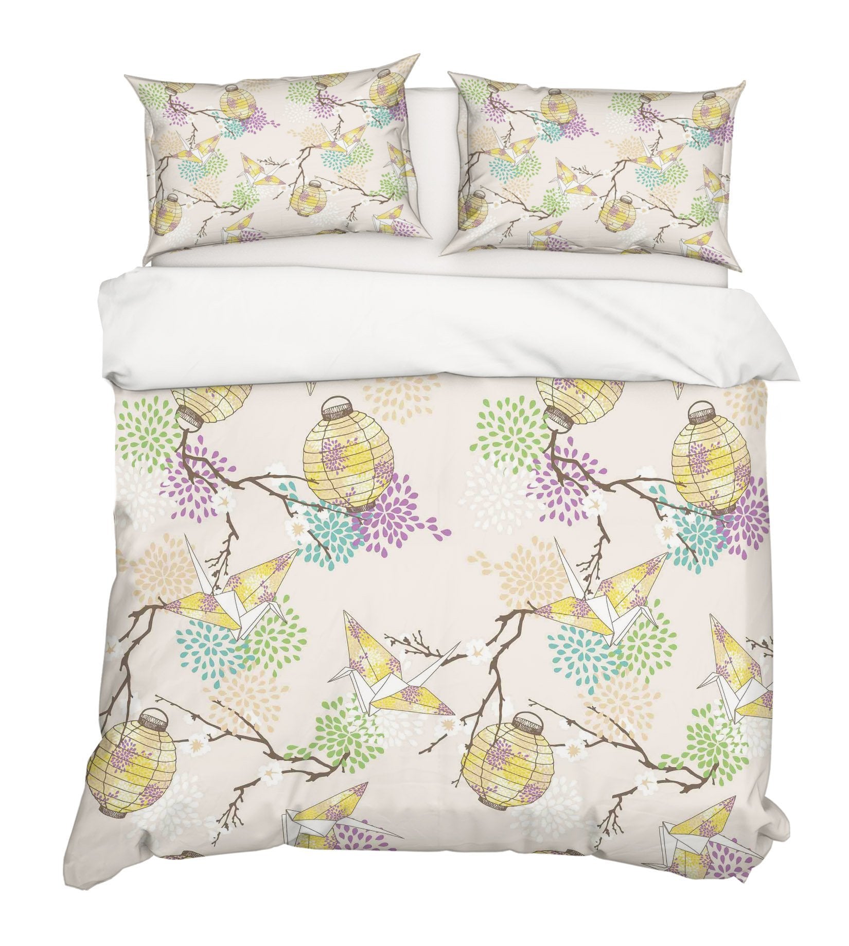 3D Lantern Crane 029 Bed Pillowcases Quilt Wallpaper AJ Wallpaper