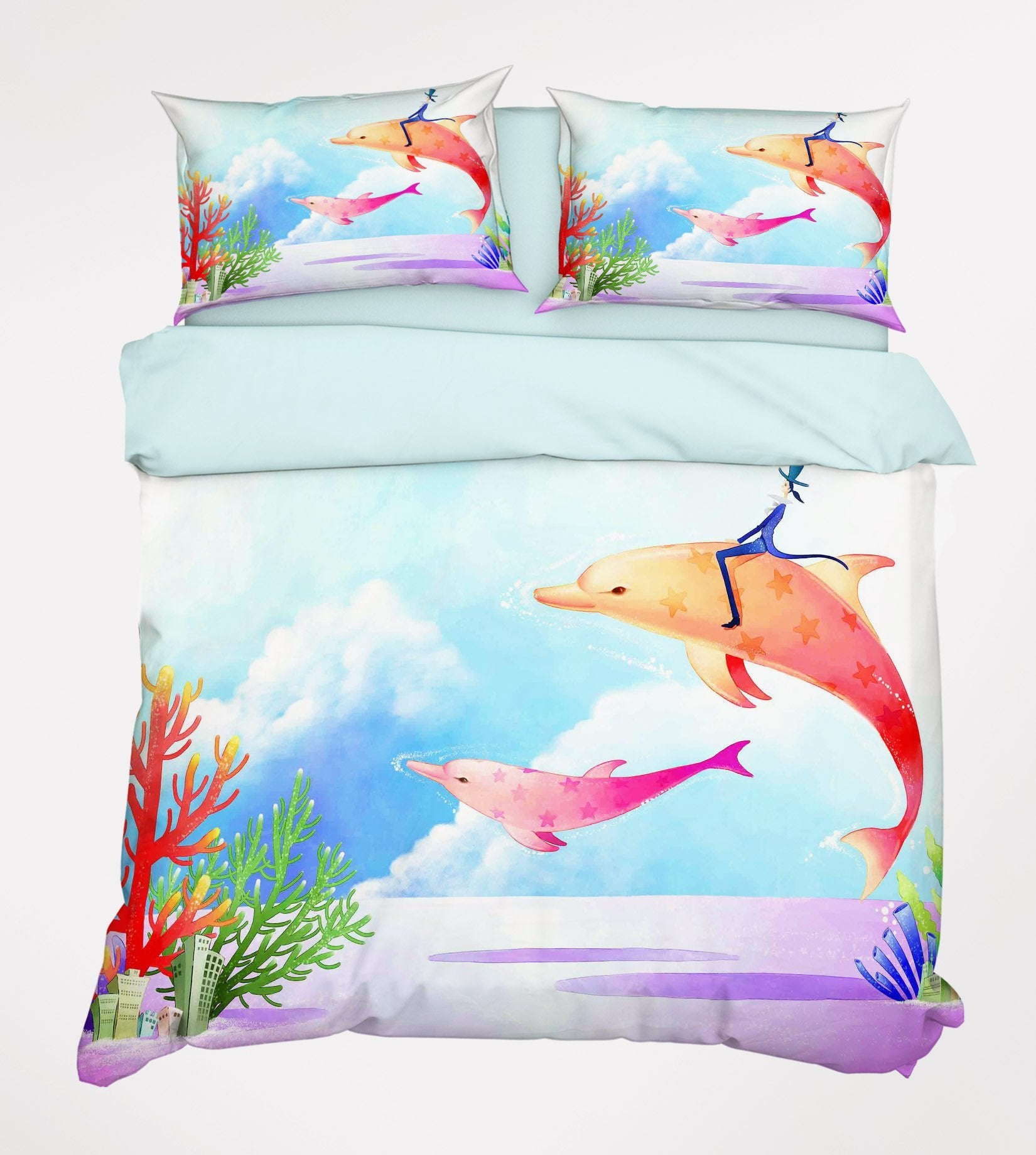 3D Lovely Dolphins 151 Bed Pillowcases Quilt Wallpaper AJ Wallpaper