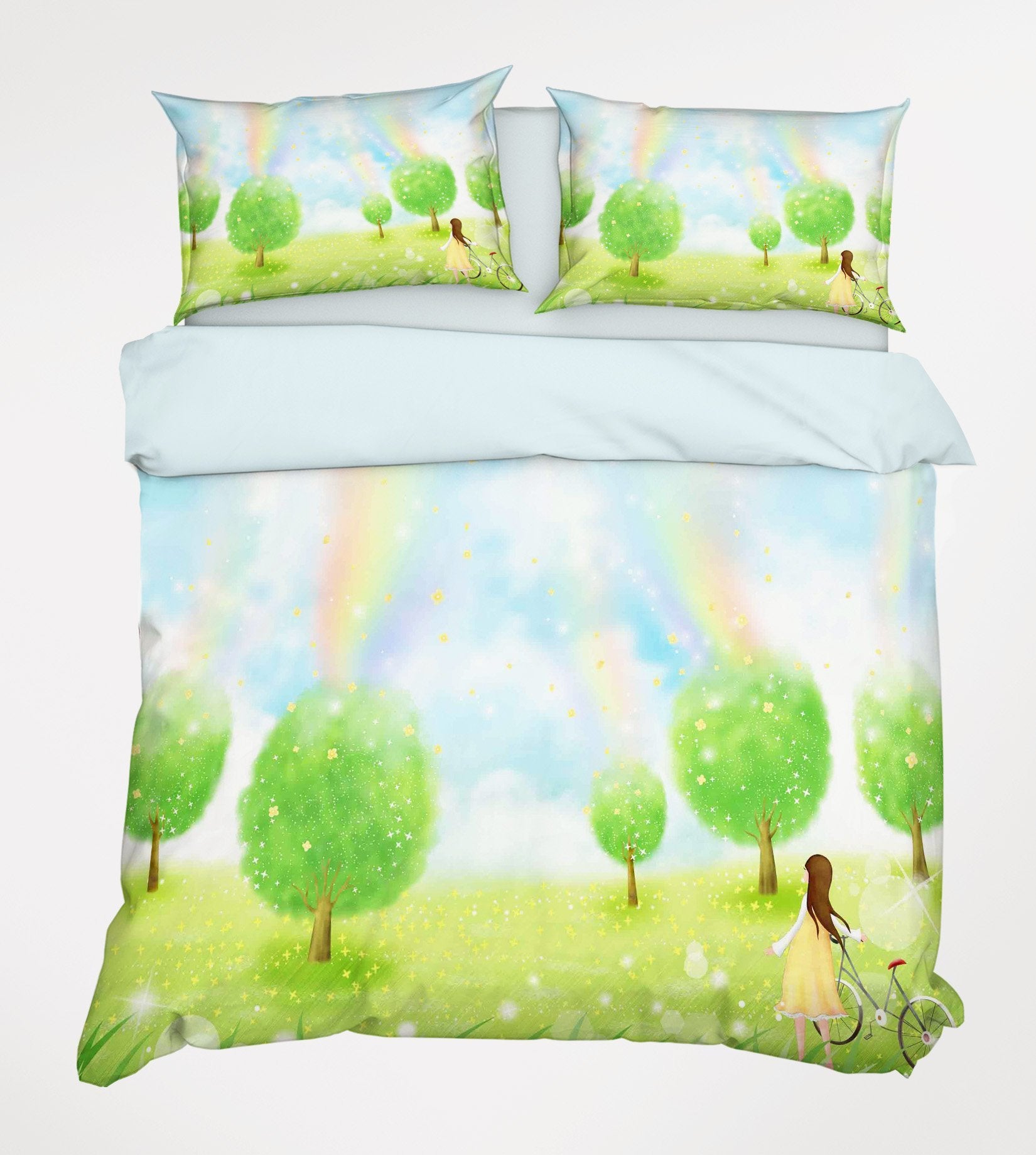 3D Grassland Rainbow 340 Bed Pillowcases Quilt Wallpaper AJ Wallpaper