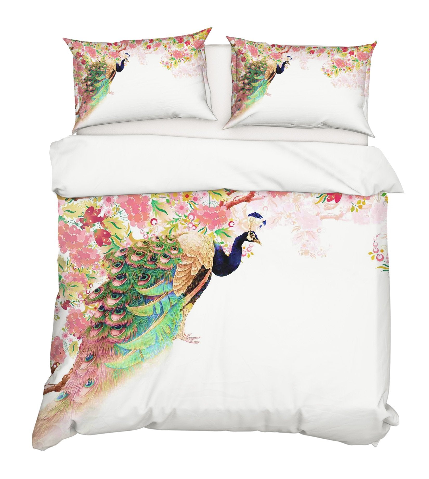 3D Peacock Flower 192 Bed Pillowcases Quilt Wallpaper AJ Wallpaper