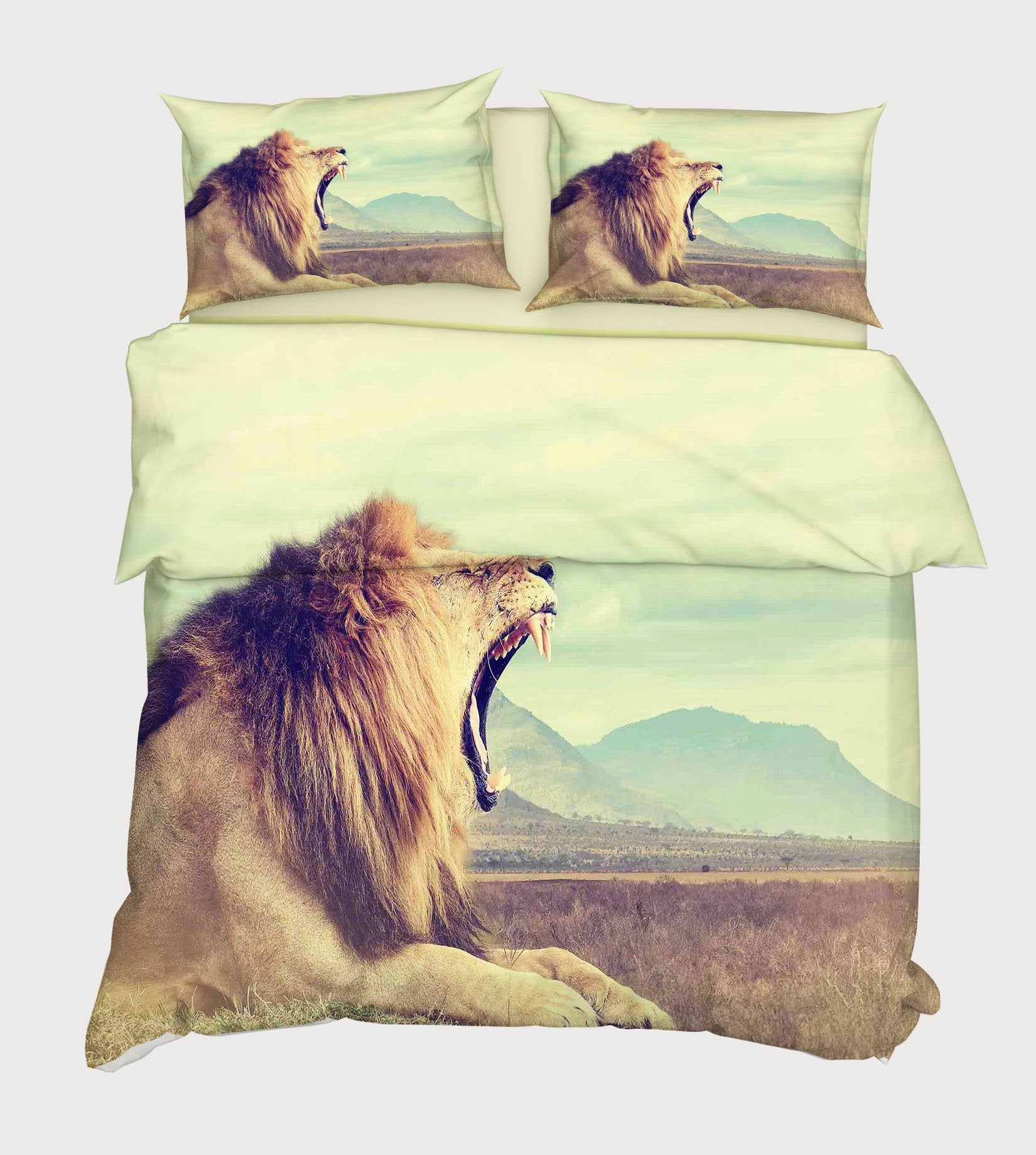 3D Yawning Lion 40 Bed Pillowcases Quilt Wallpaper AJ Wallpaper