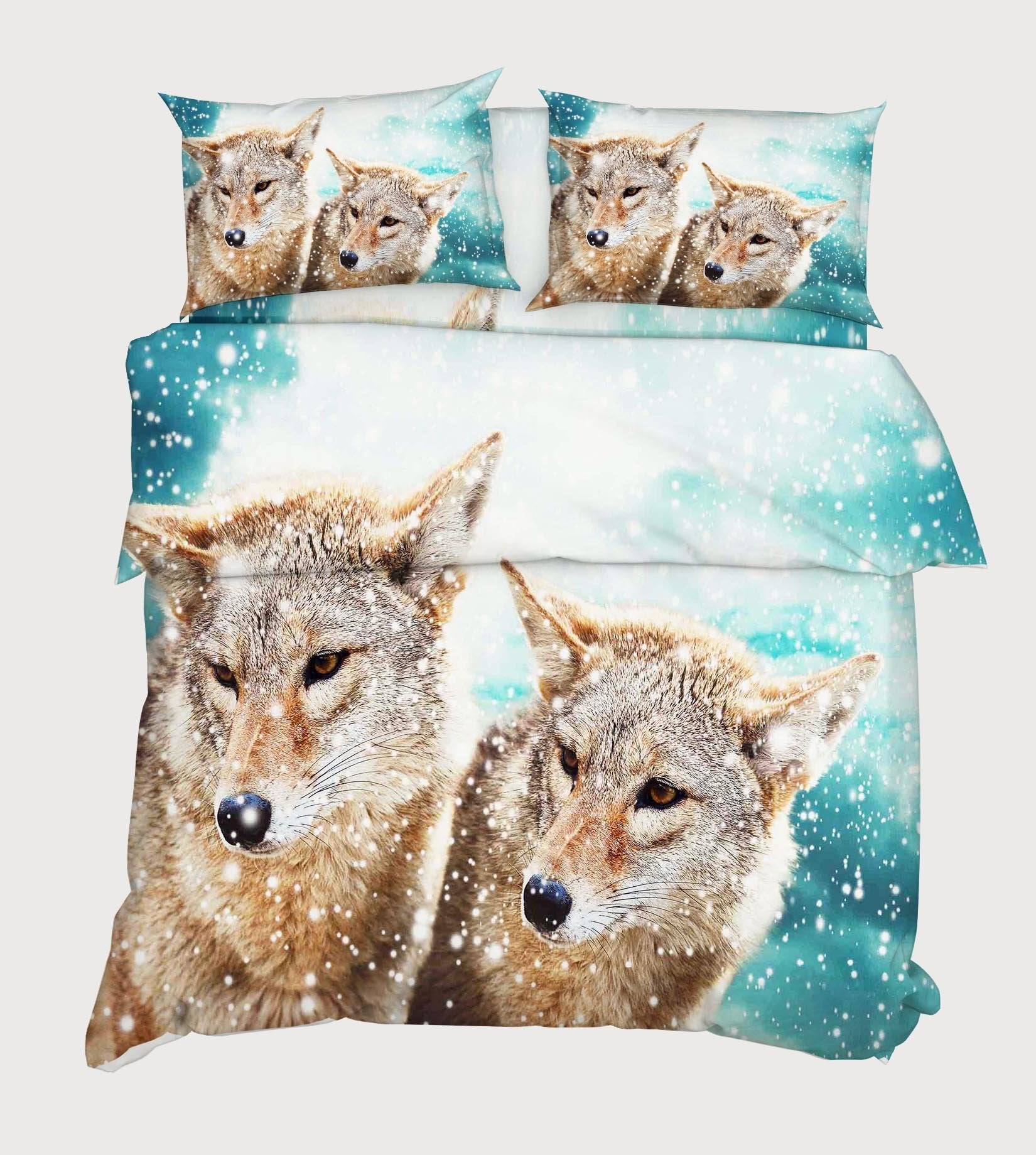 3D Snow Wolves 80 Bed Pillowcases Quilt Wallpaper AJ Wallpaper