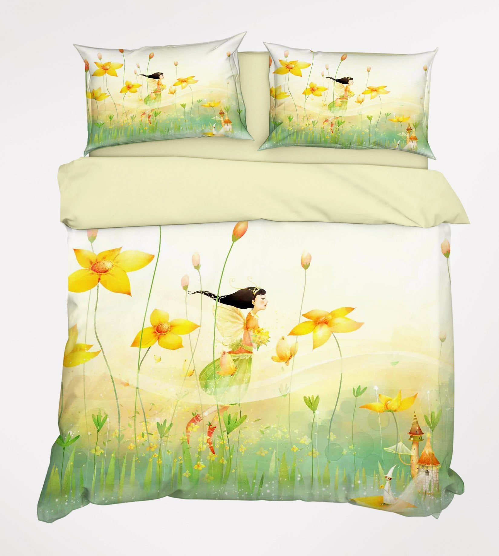 3D Flying Flowers Elf 338 Bed Pillowcases Quilt Wallpaper AJ Wallpaper