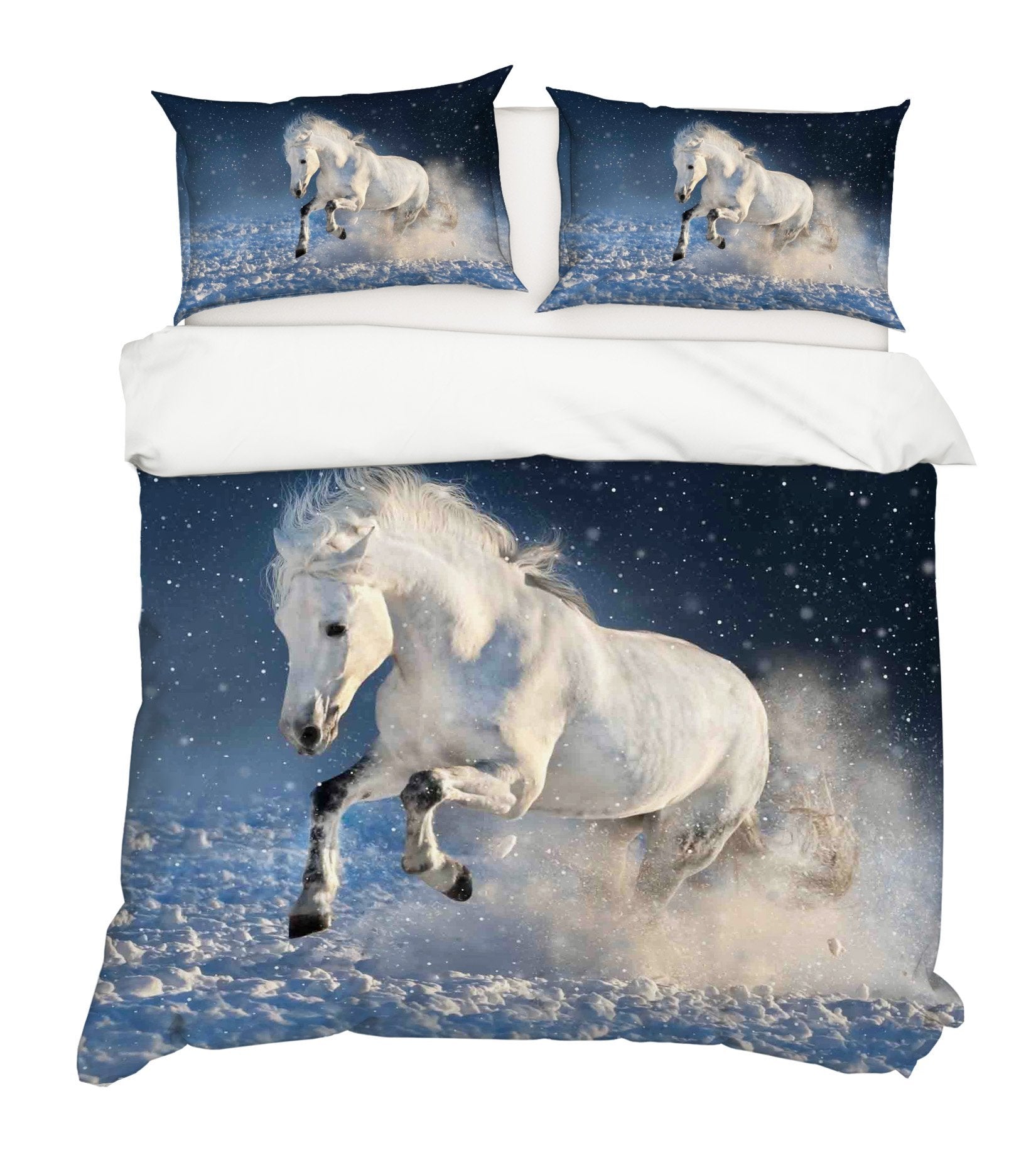 3D Run White Horse 154 Bed Pillowcases Quilt Wallpaper AJ Wallpaper