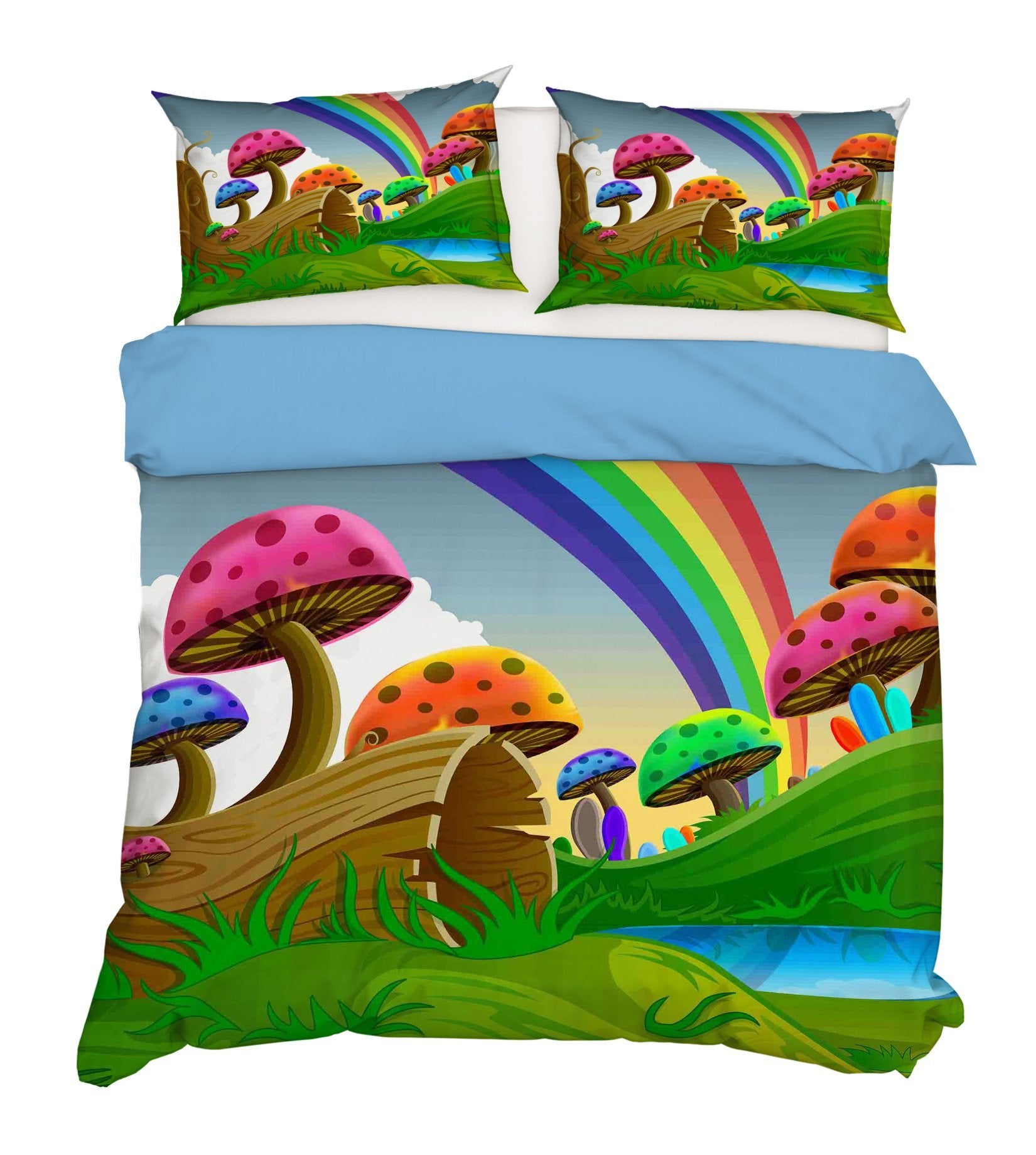 3D Rainbow Mushroom 069 Bed Pillowcases Quilt Wallpaper AJ Wallpaper