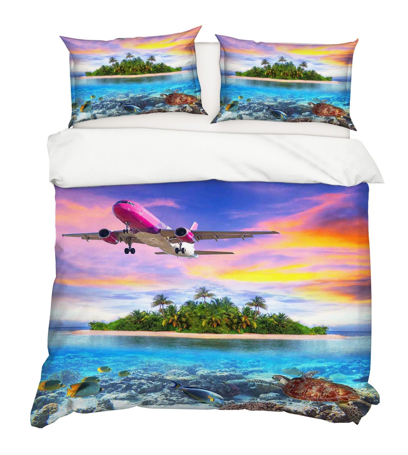 3D Island Aircraft 164 Bed Pillowcases Quilt Wallpaper AJ Wallpaper