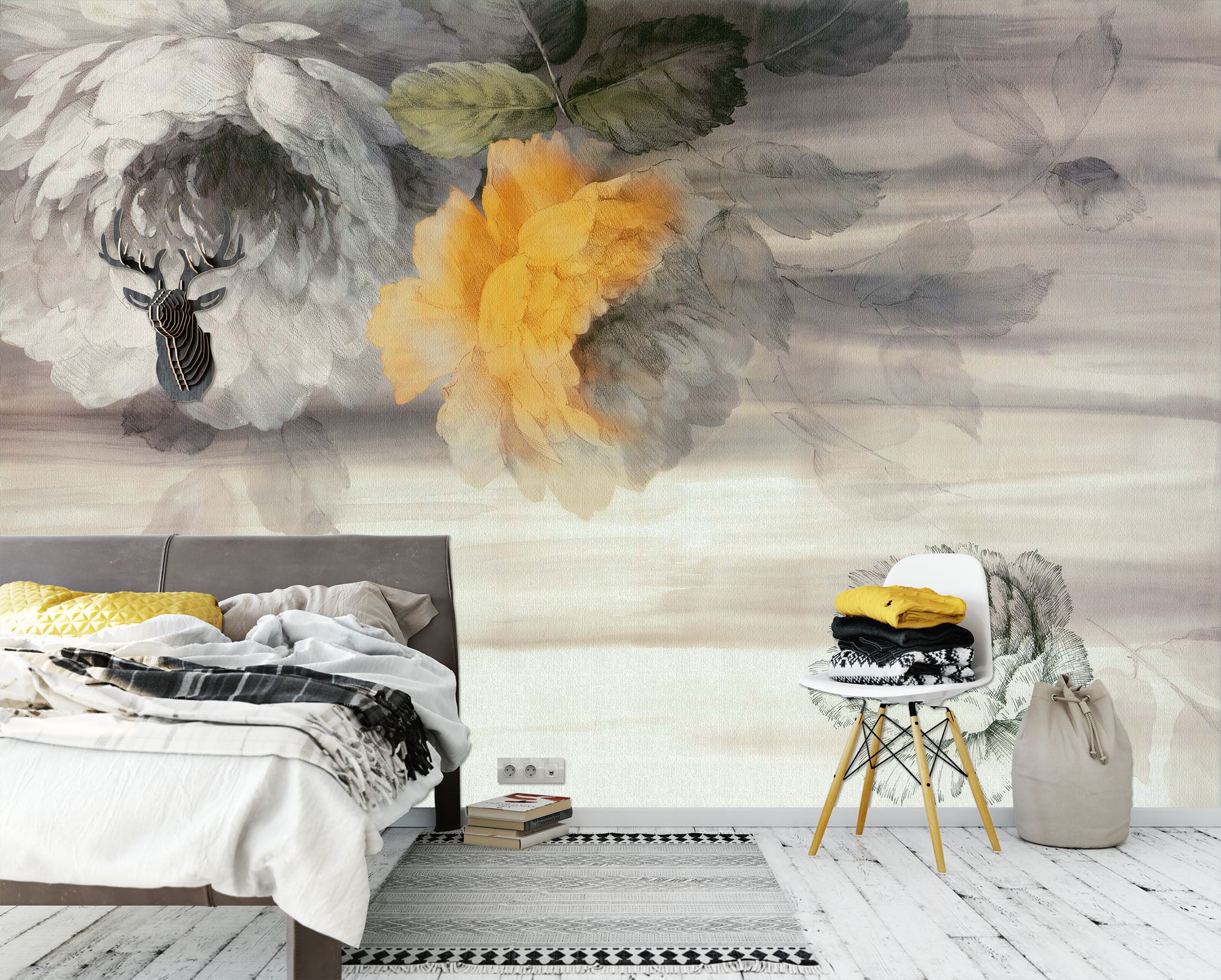 3D Hand Drawn Flowers 1703 Wall Murals