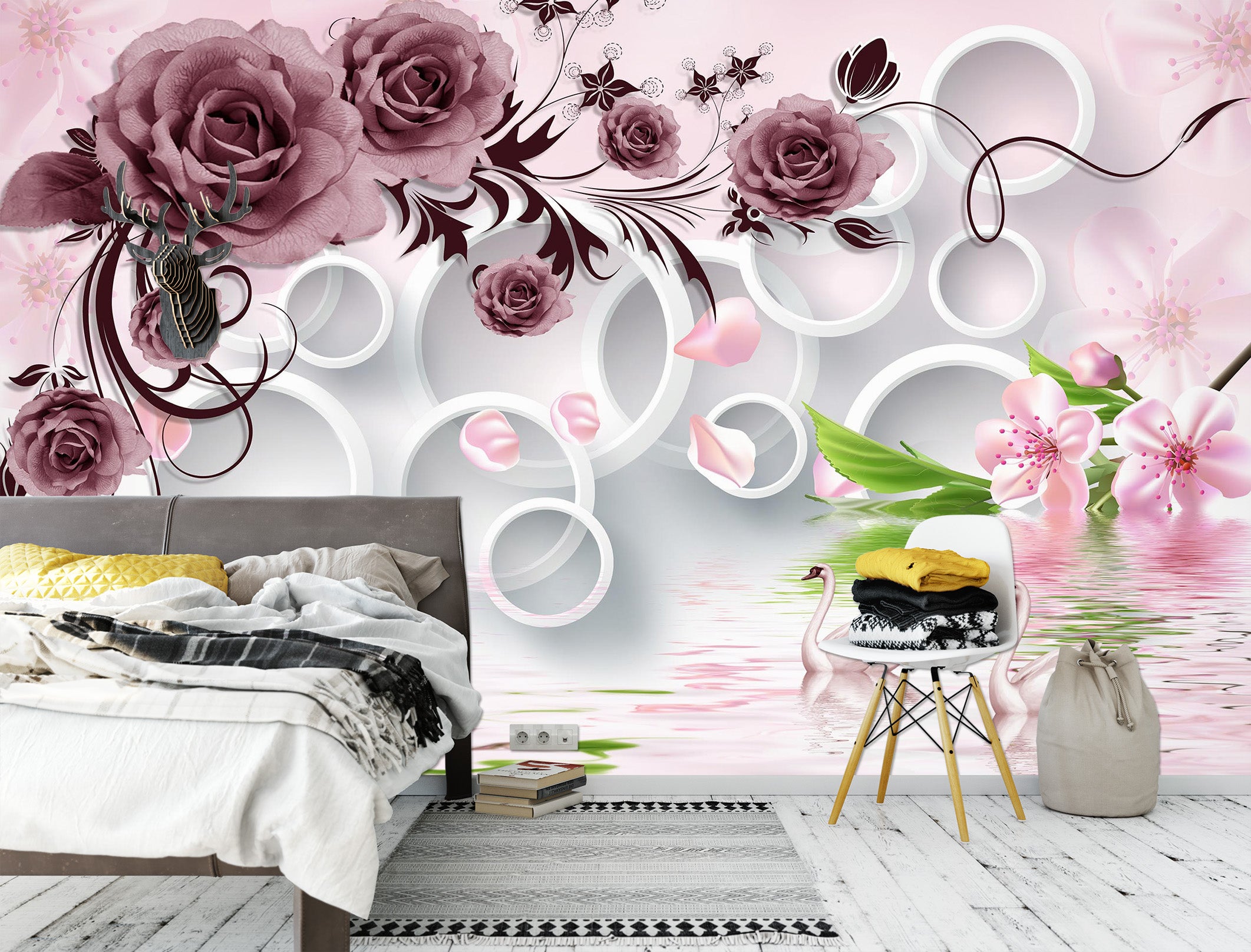 3D Circle Rose 1681 Wall Murals