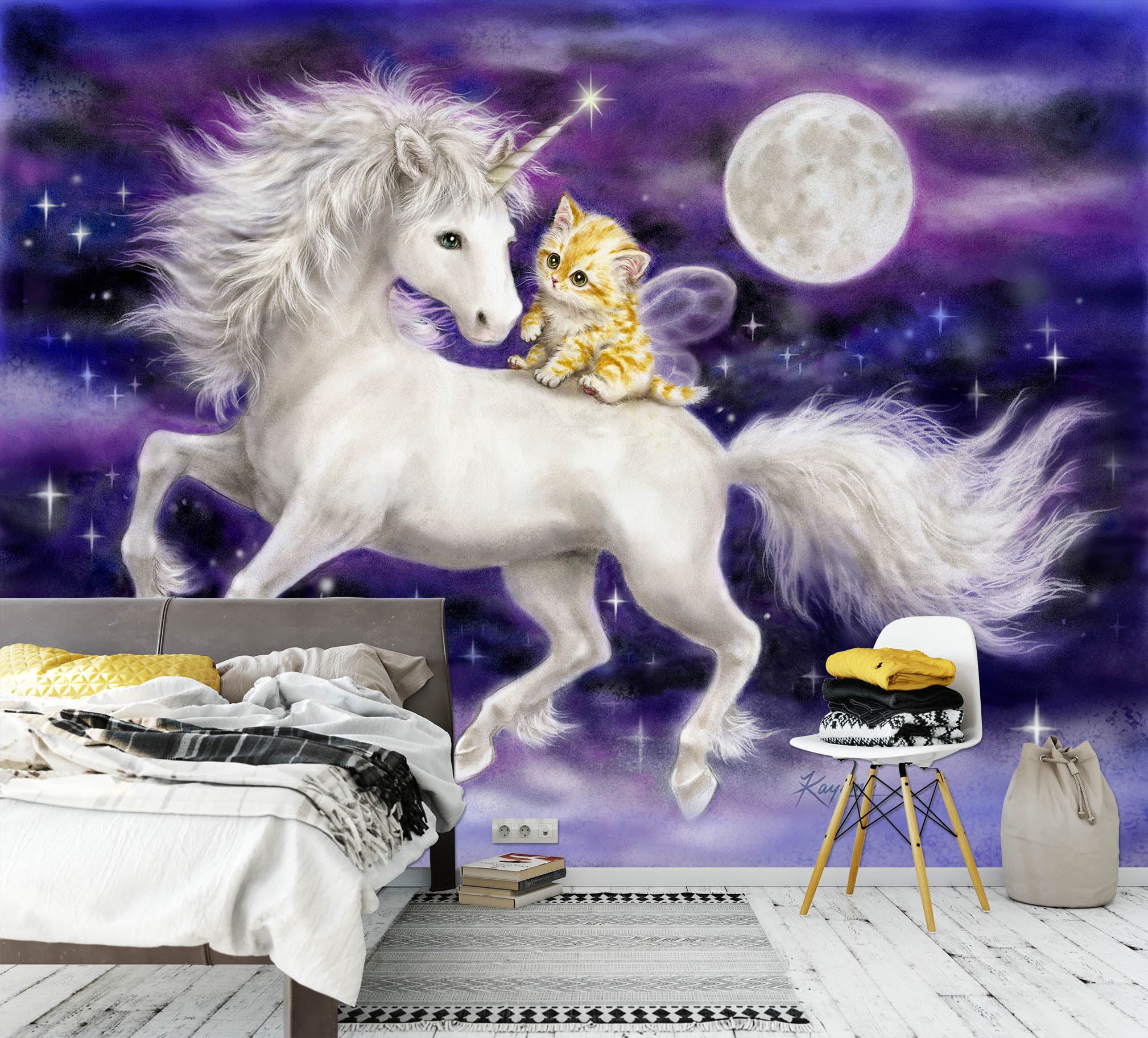 3D Unicorn Cat 5444 Kayomi Harai Wall Mural Wall Murals