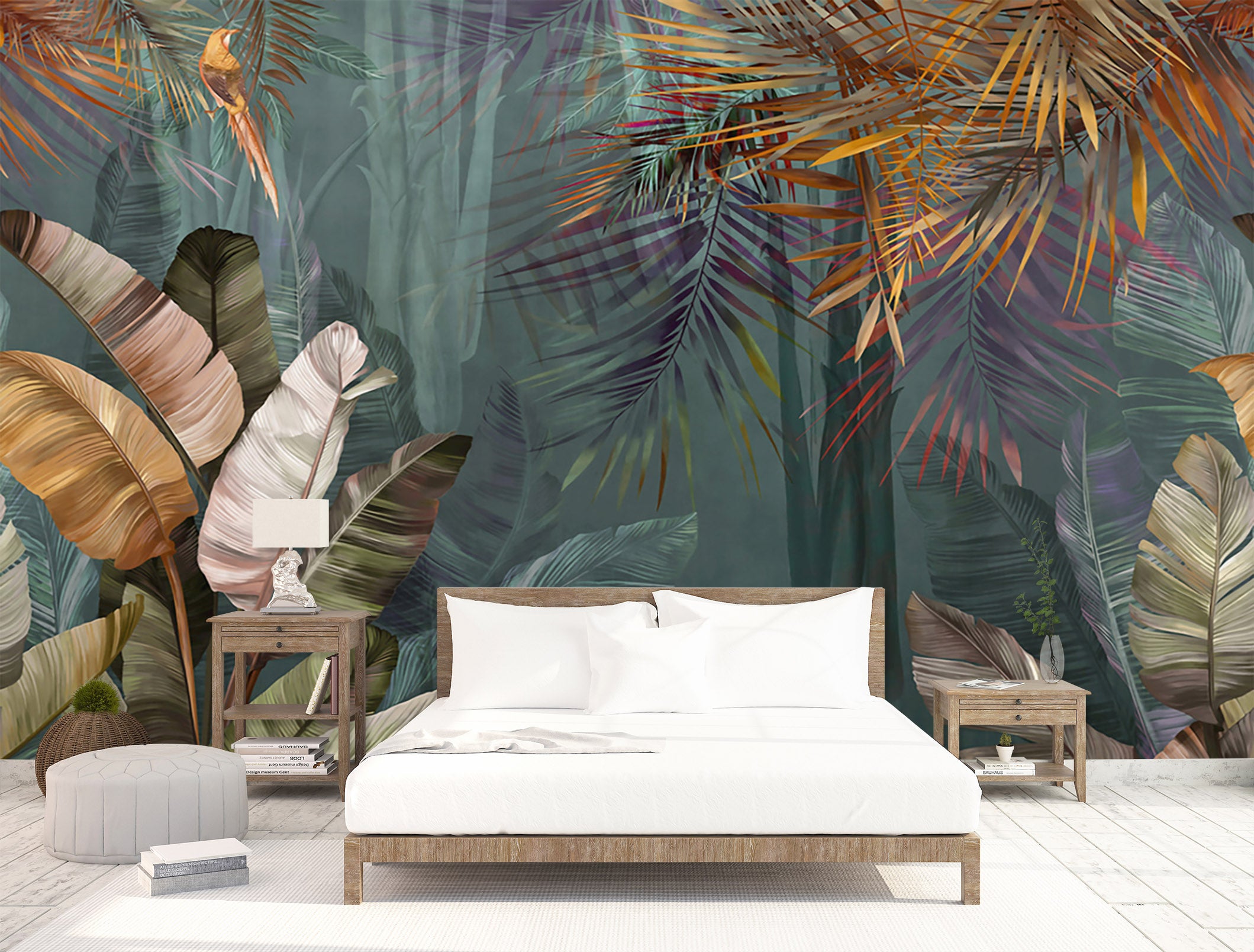 3D White Leaves 1514 Wall Murals