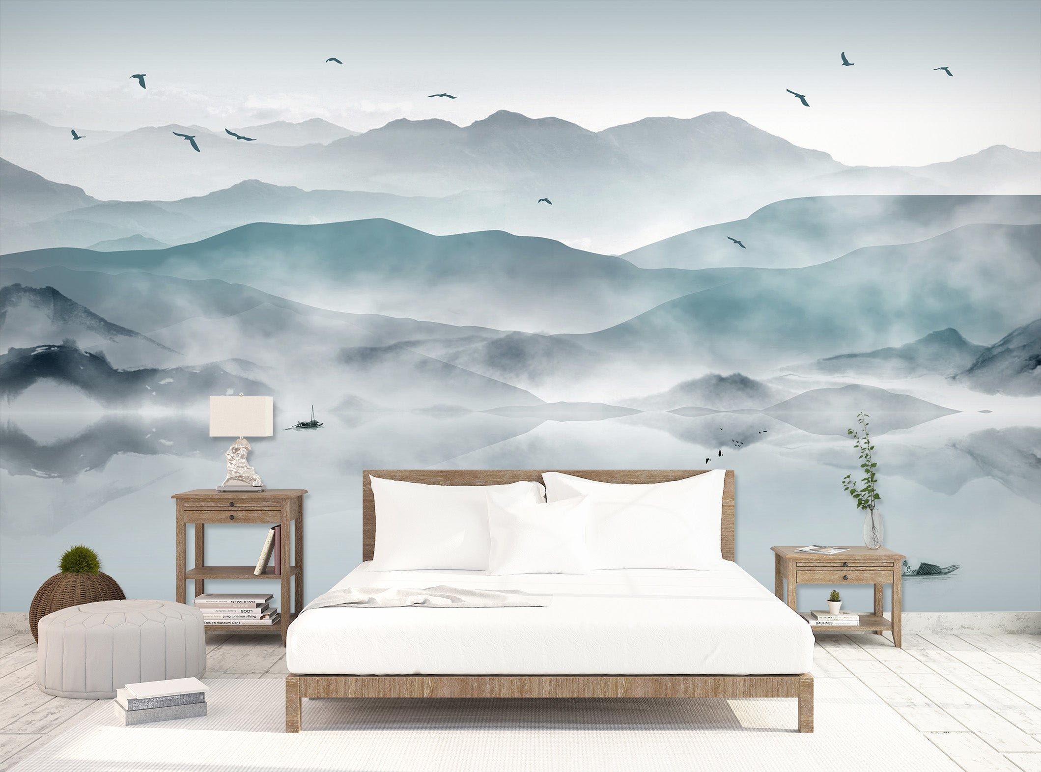3D Misty Lake 1407 Wall Murals