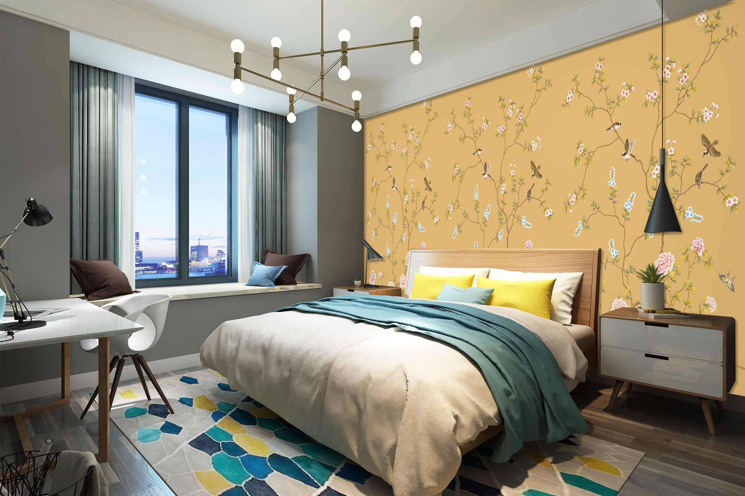 3D White Flowers 1452 Wall Murals