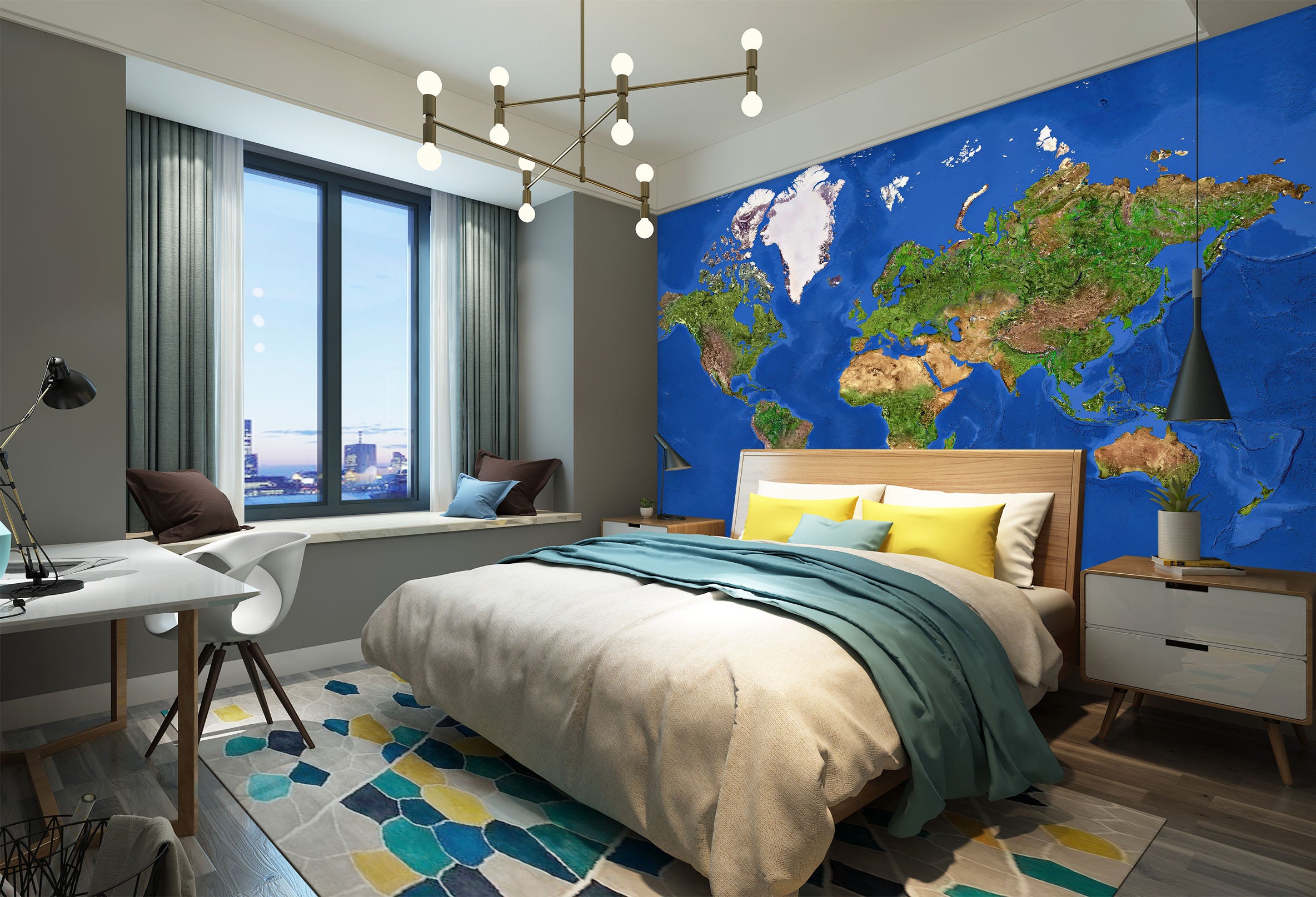 3D Green Island 2024 World Map Wall Murals