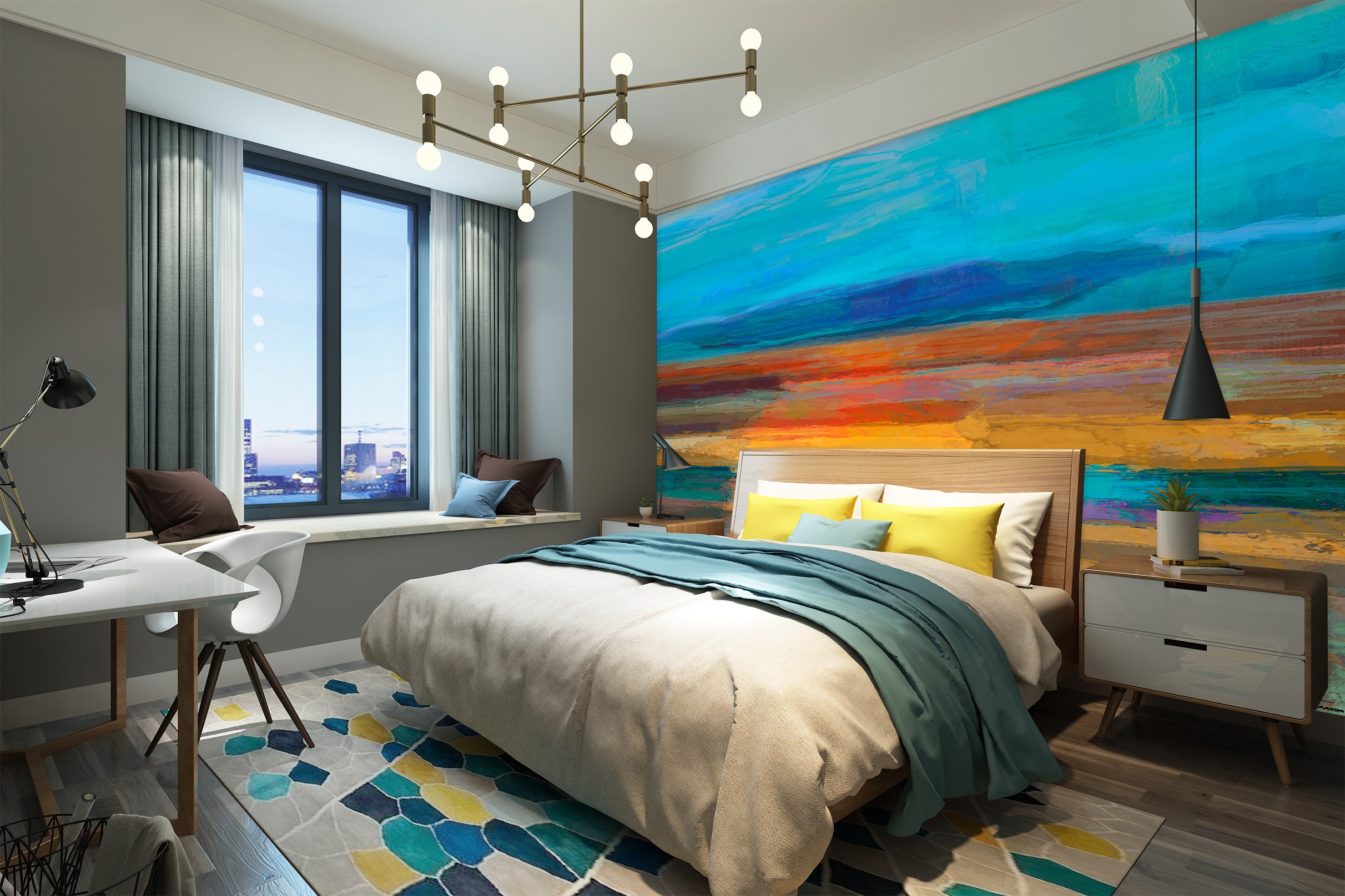 3D Sunset Sea 1537 Michael Tienhaara Wall Mural Wall Murals