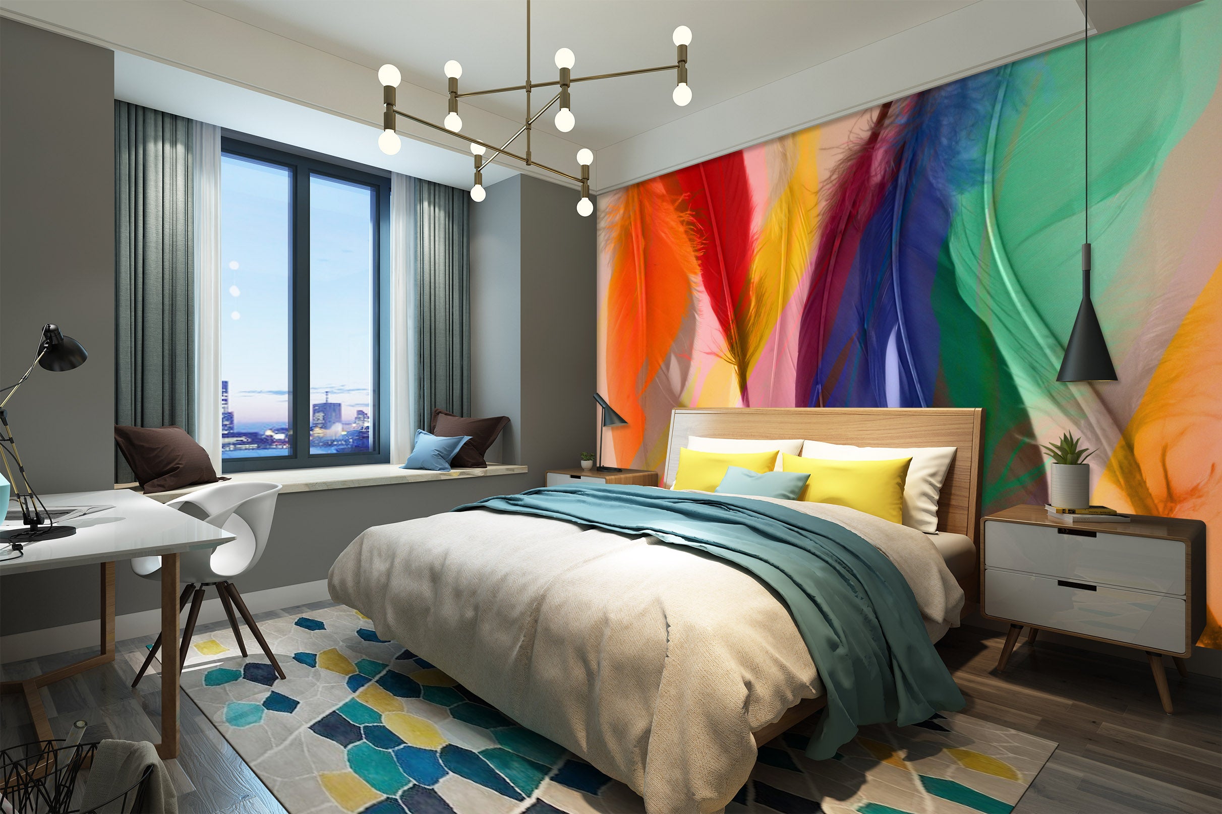 3D Colored Feathers 71081 Shandra Smith Wall Mural Wall Murals