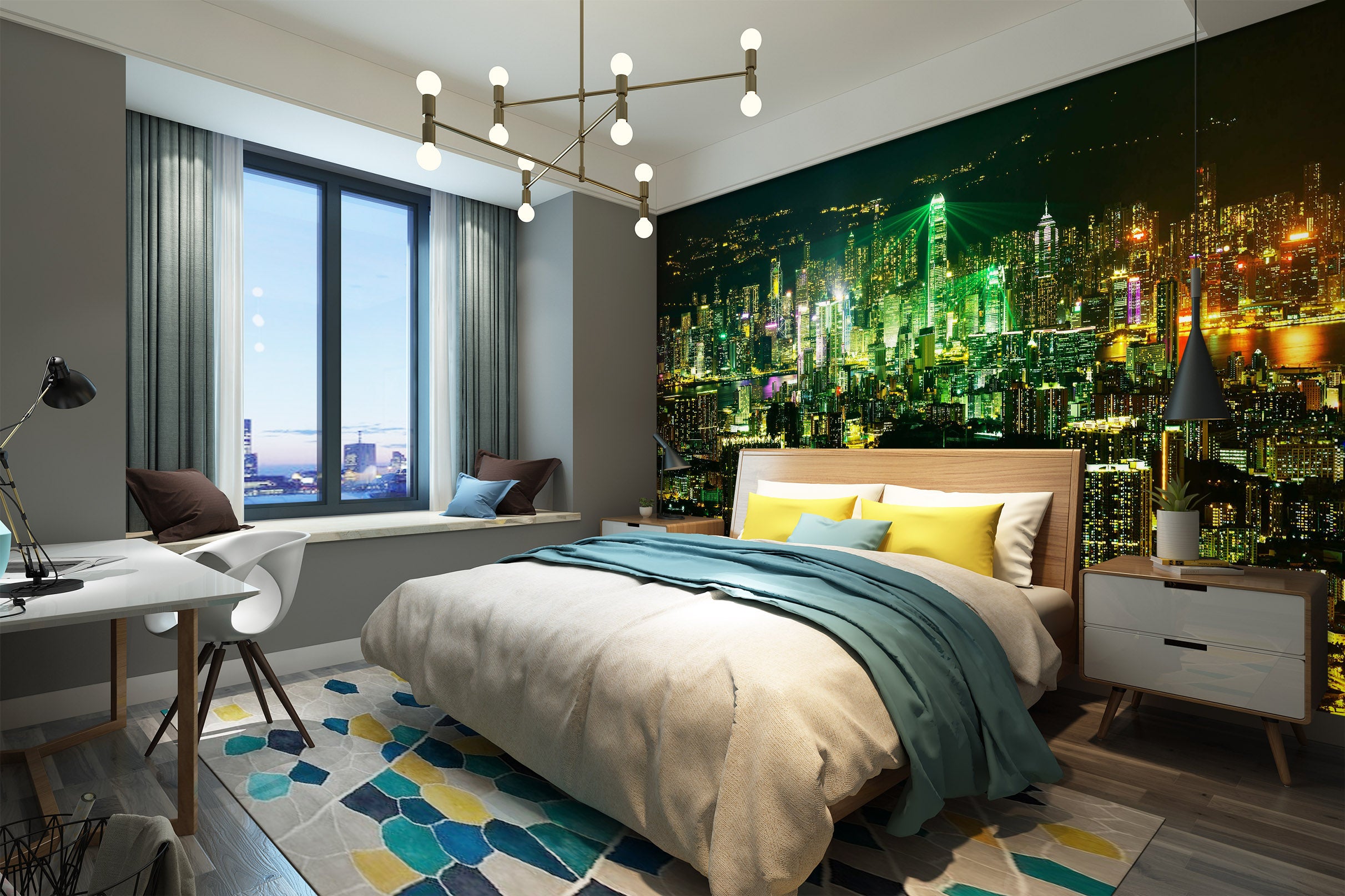 3D City Night 1659 Wall Murals