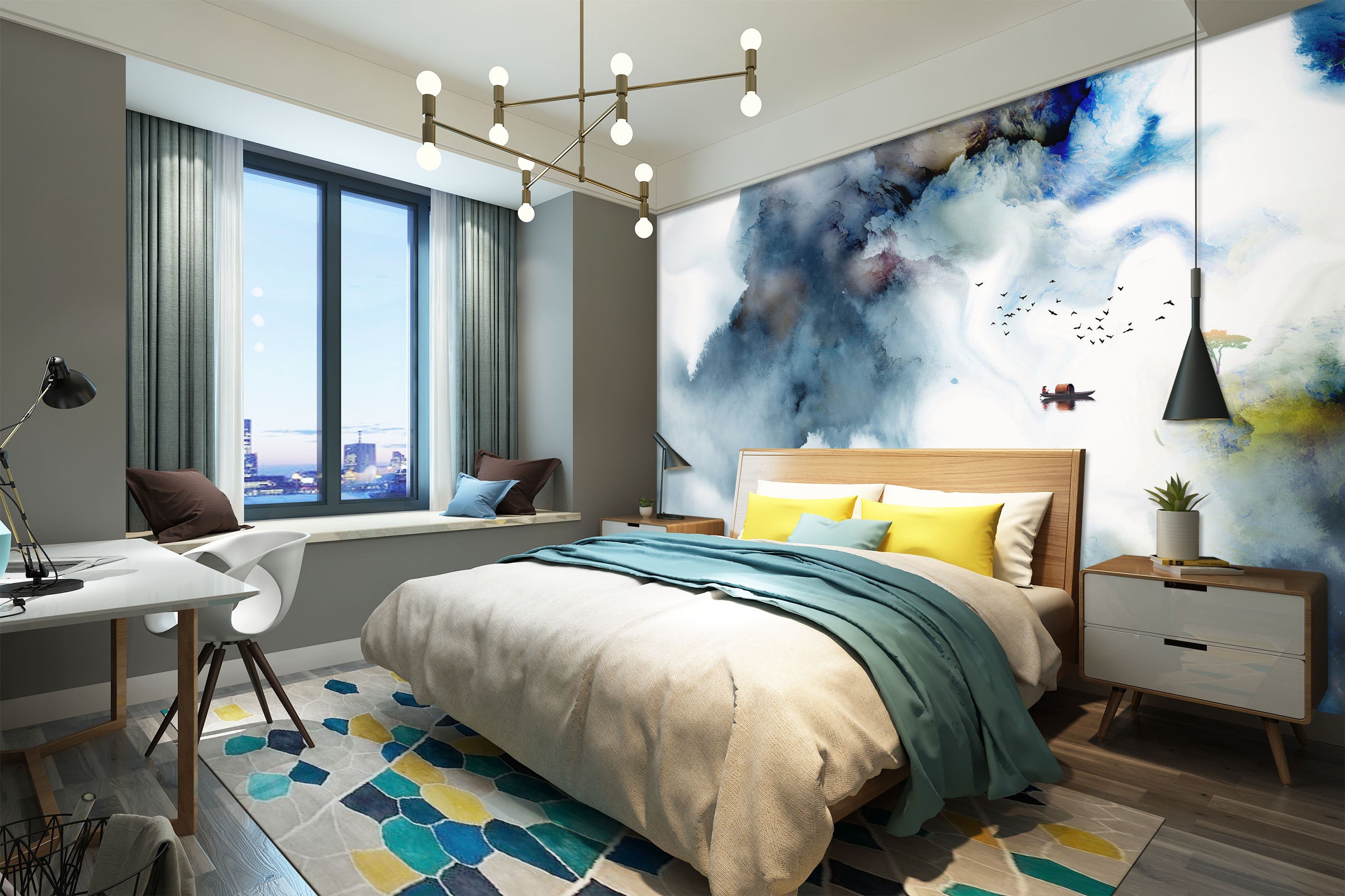 3D Navy Blue 1430 Wall Murals