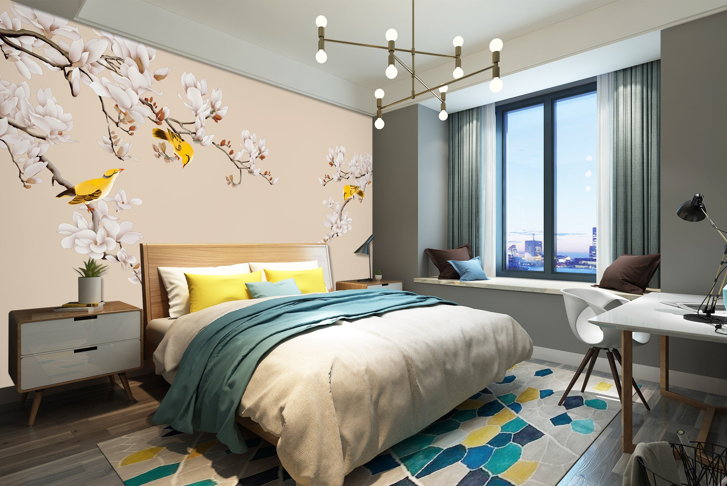 3D Flower Bird 1606 Wall Murals