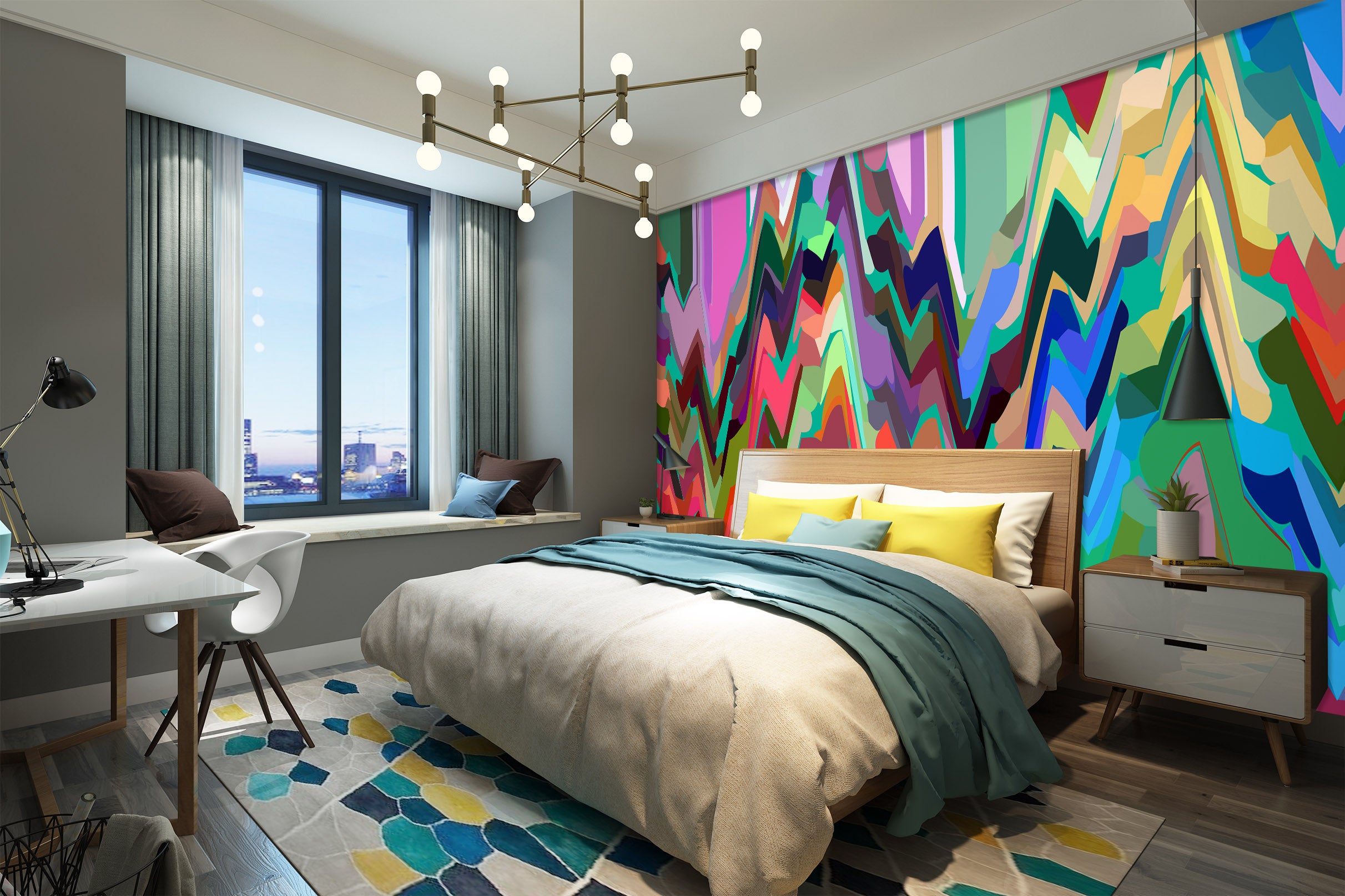 3D Colored Trees 71090 Shandra Smith Wall Mural Wall Murals