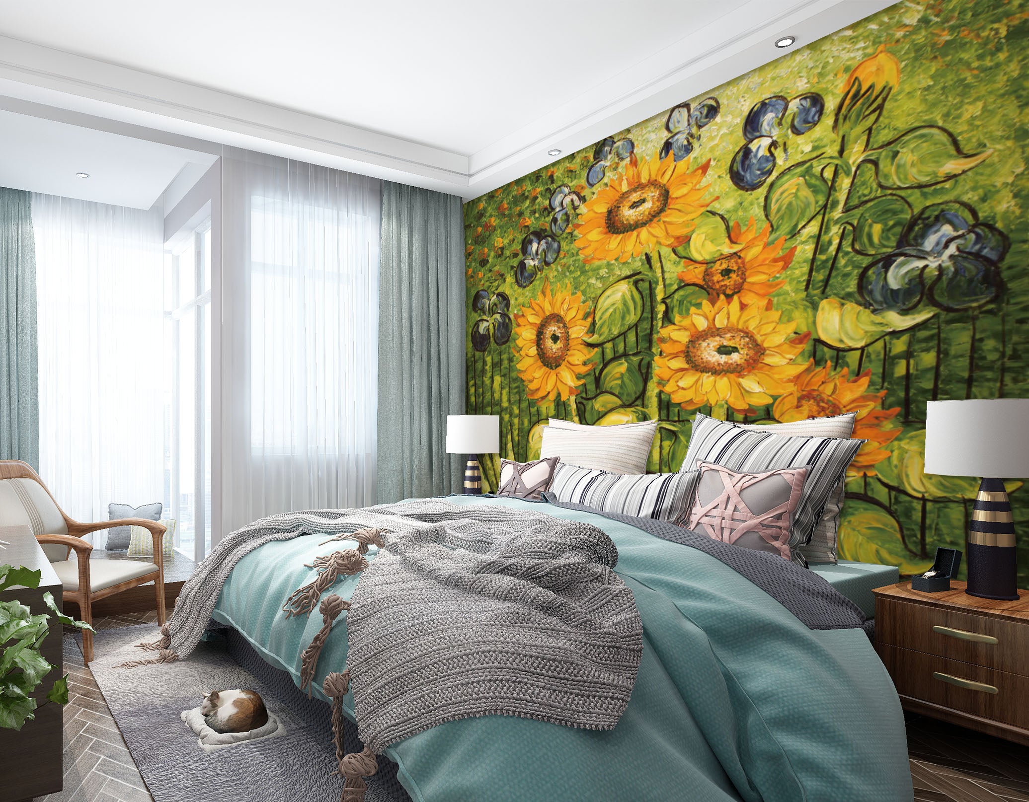 3D Sunflower 1742 Wall Murals