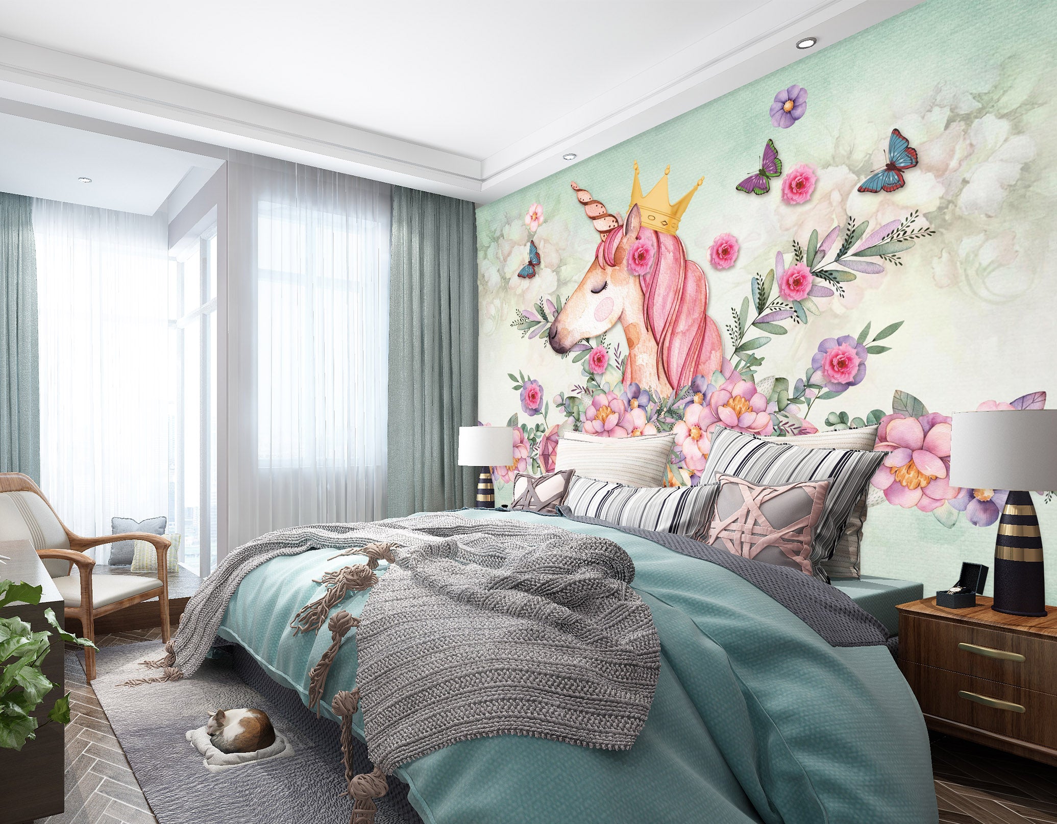 3D Cute Unicorn 1617 Wall Murals