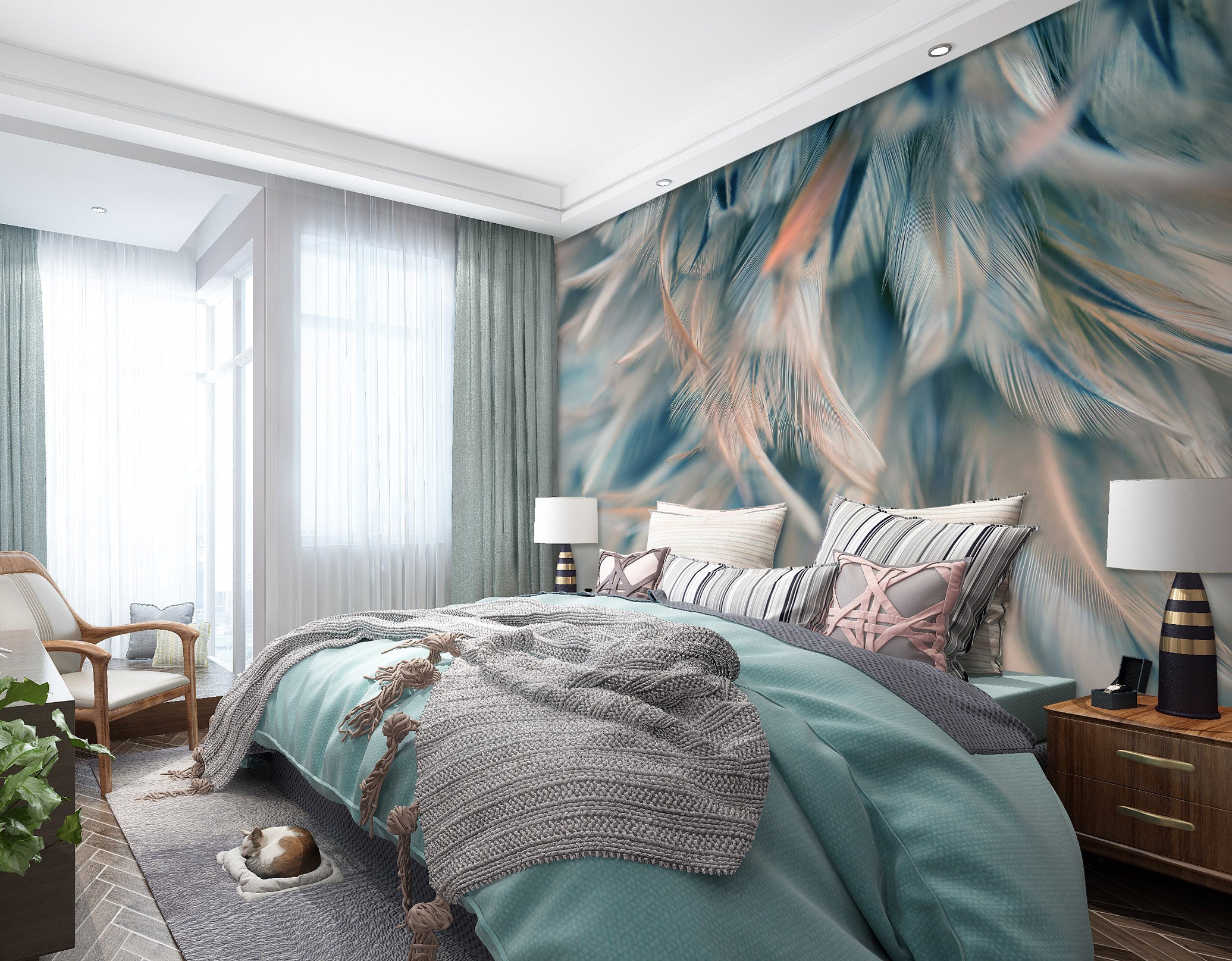 3D Colored Feathers 1680 Wall Murals