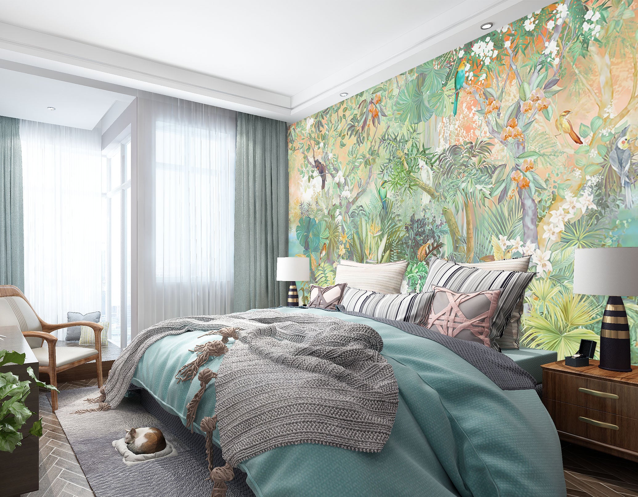 3D Parrot Grove 1514 Wall Murals