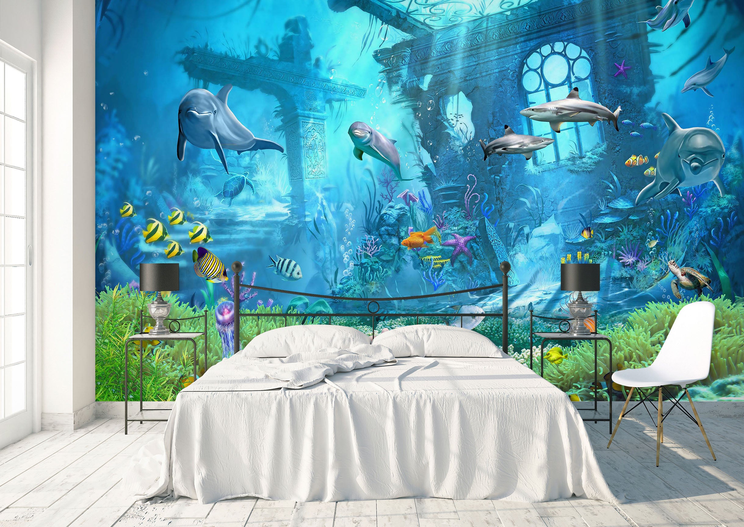 3D Dolphin Castle 1627 Wall Murals