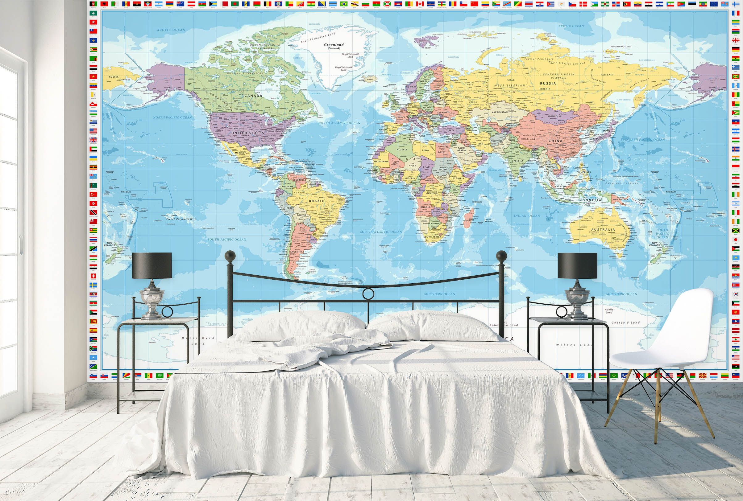 3D Colored Island 2155 World Map Wall Murals