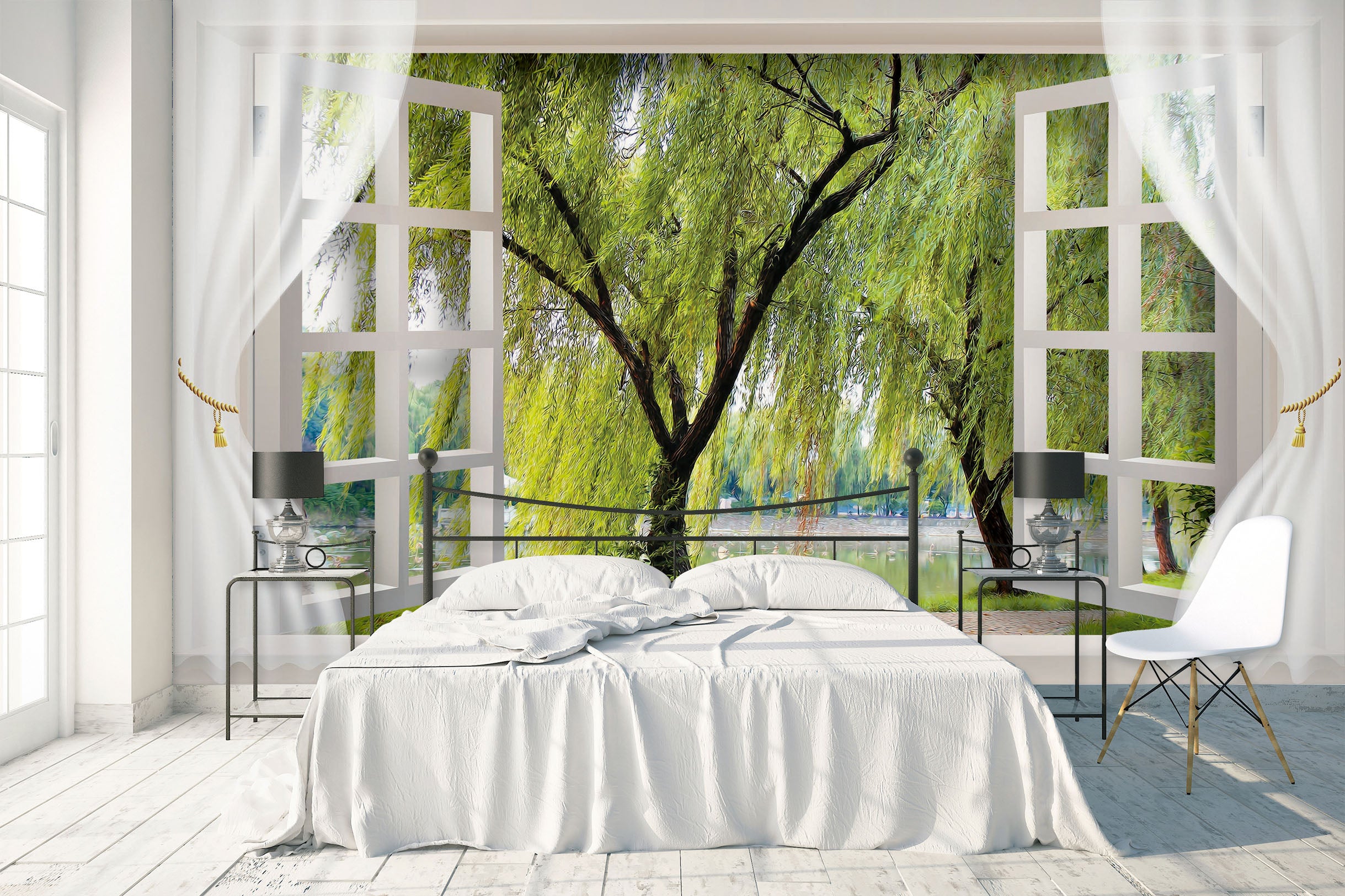 3D Green Willow 1620 Wall Murals