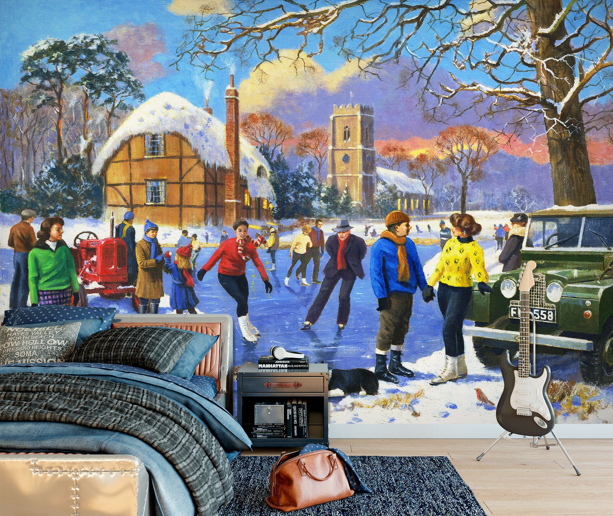 3D Winter Skating 112 Kevin Walsh Wall Mural Wall Murals