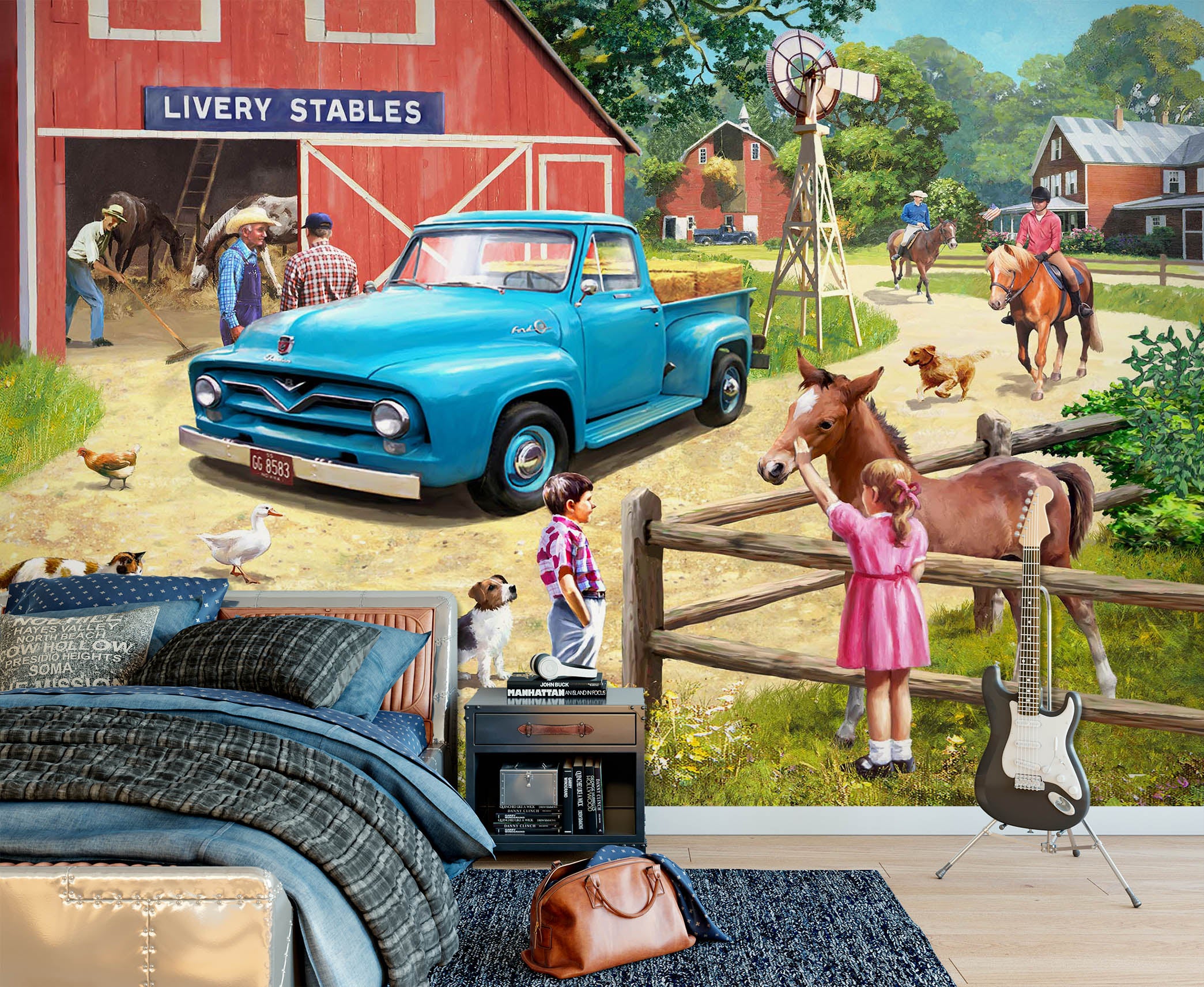 3D Stable Pony 116 Kevin Walsh Wall Mural Wall Murals