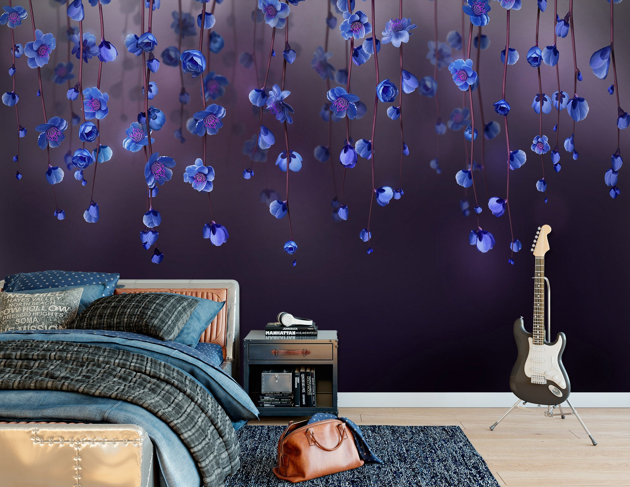 3D Purple Flower Vine 1759 Wall Murals