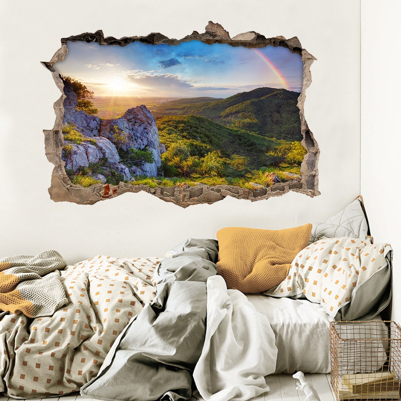 3D Mountains Rainbow 140 Broken Wall Murals Wallpaper AJ Wallpaper