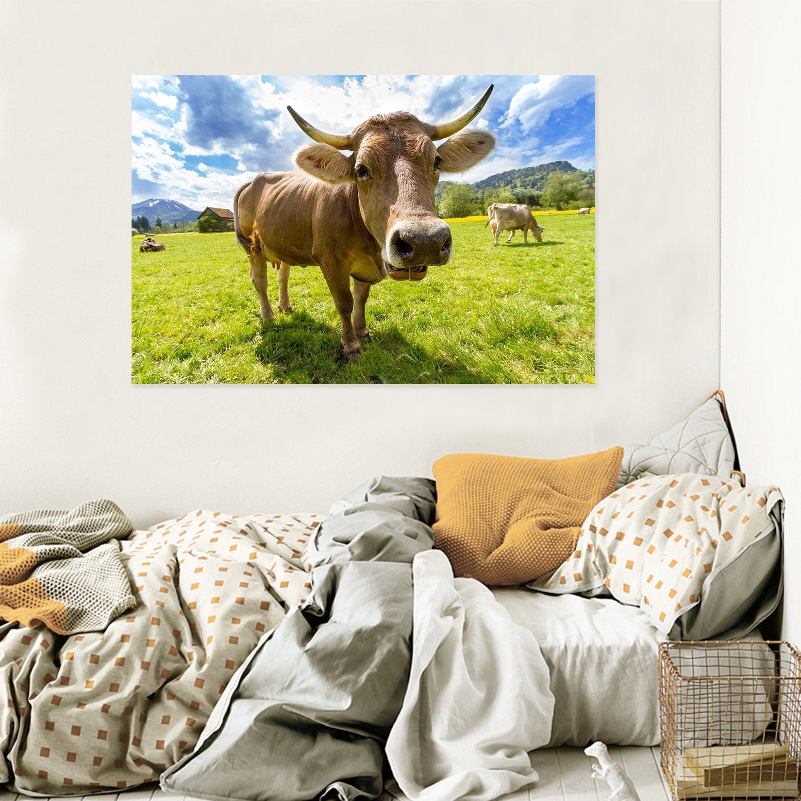 3D Prairie Cow Head 33 Animal Wall Stickers Wallpaper AJ Wallpaper 2