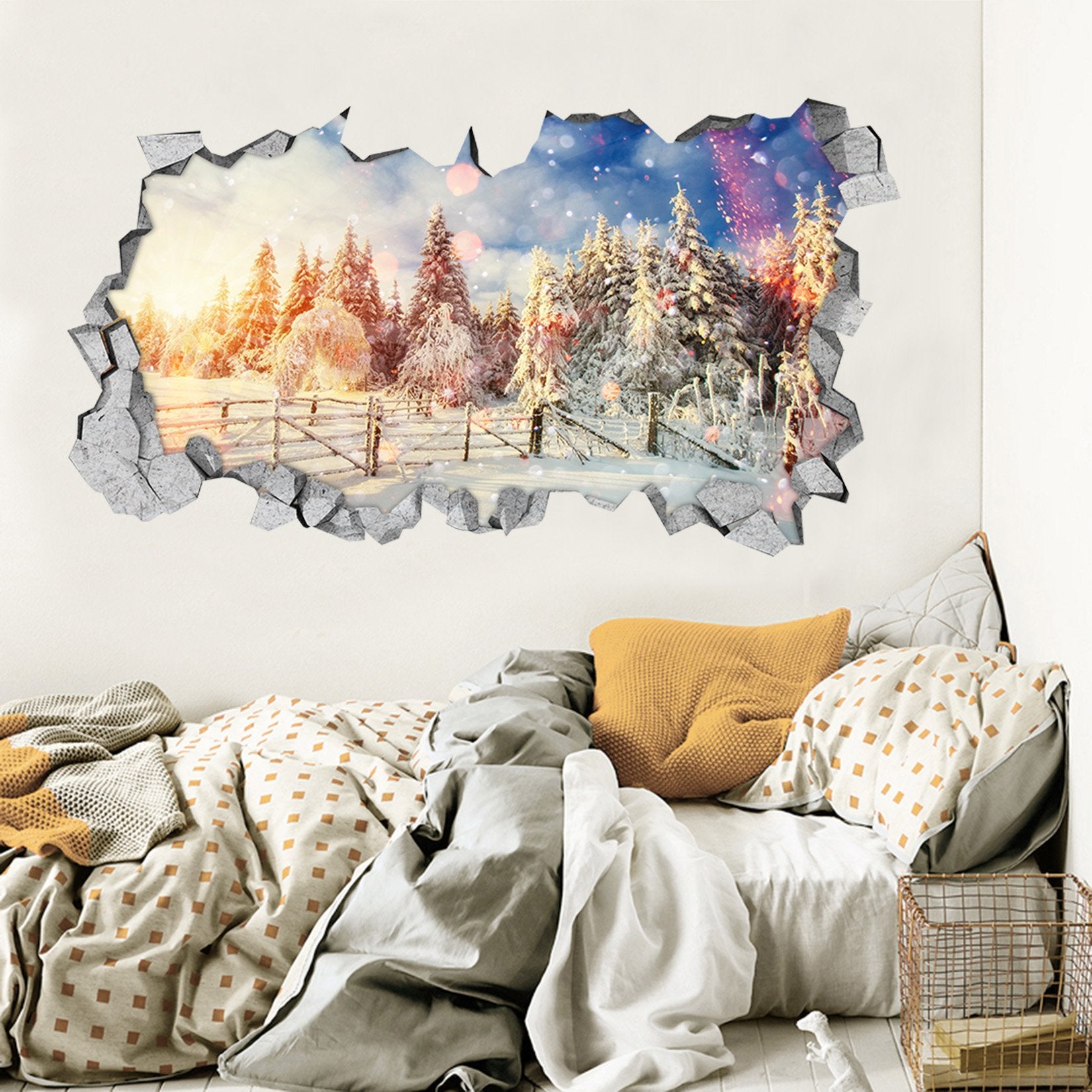 3D Snow Forest Bright Sun 126 Broken Wall Murals Wallpaper AJ Wallpaper