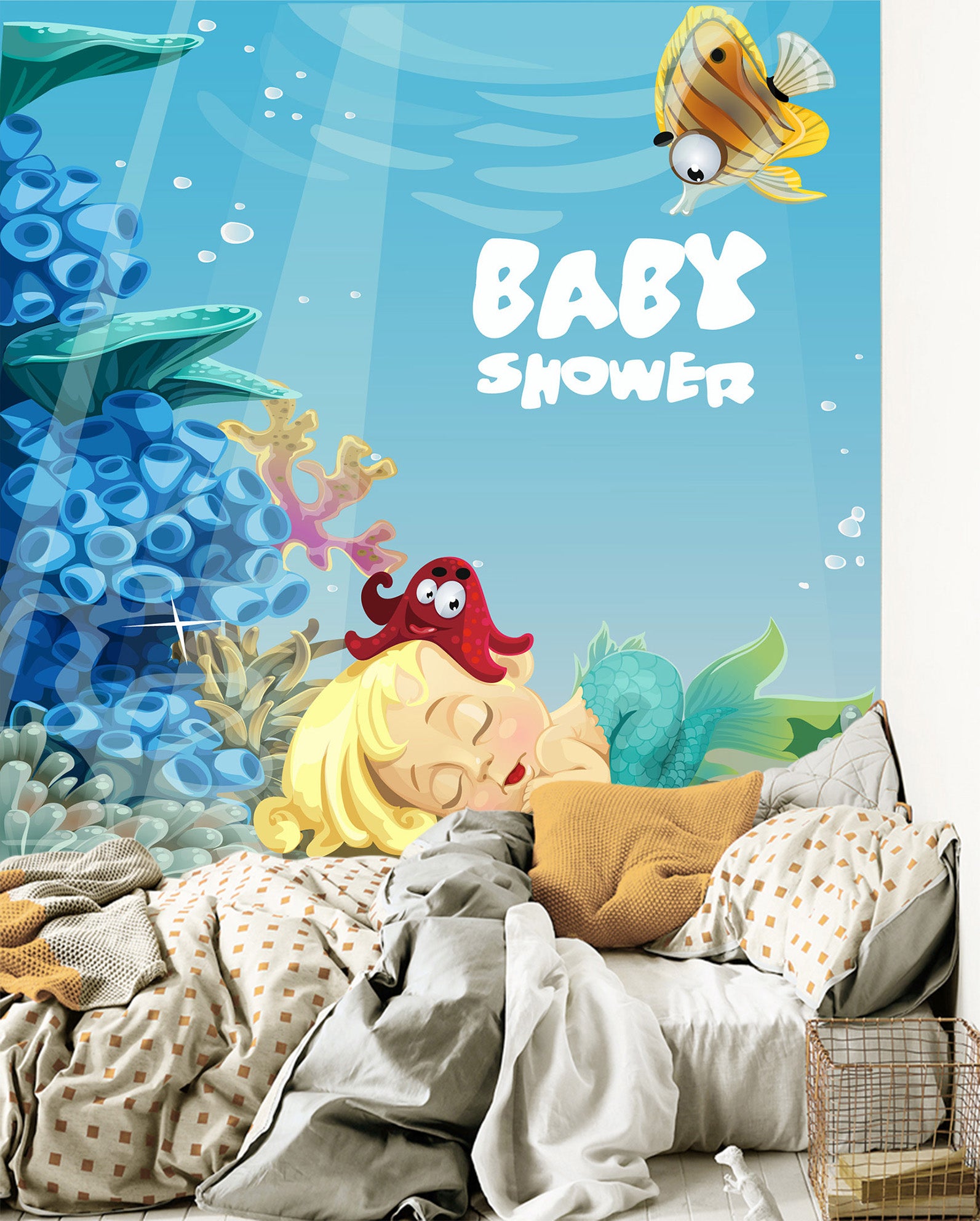 3D Blue Sea Octopus 1655 Wall Murals