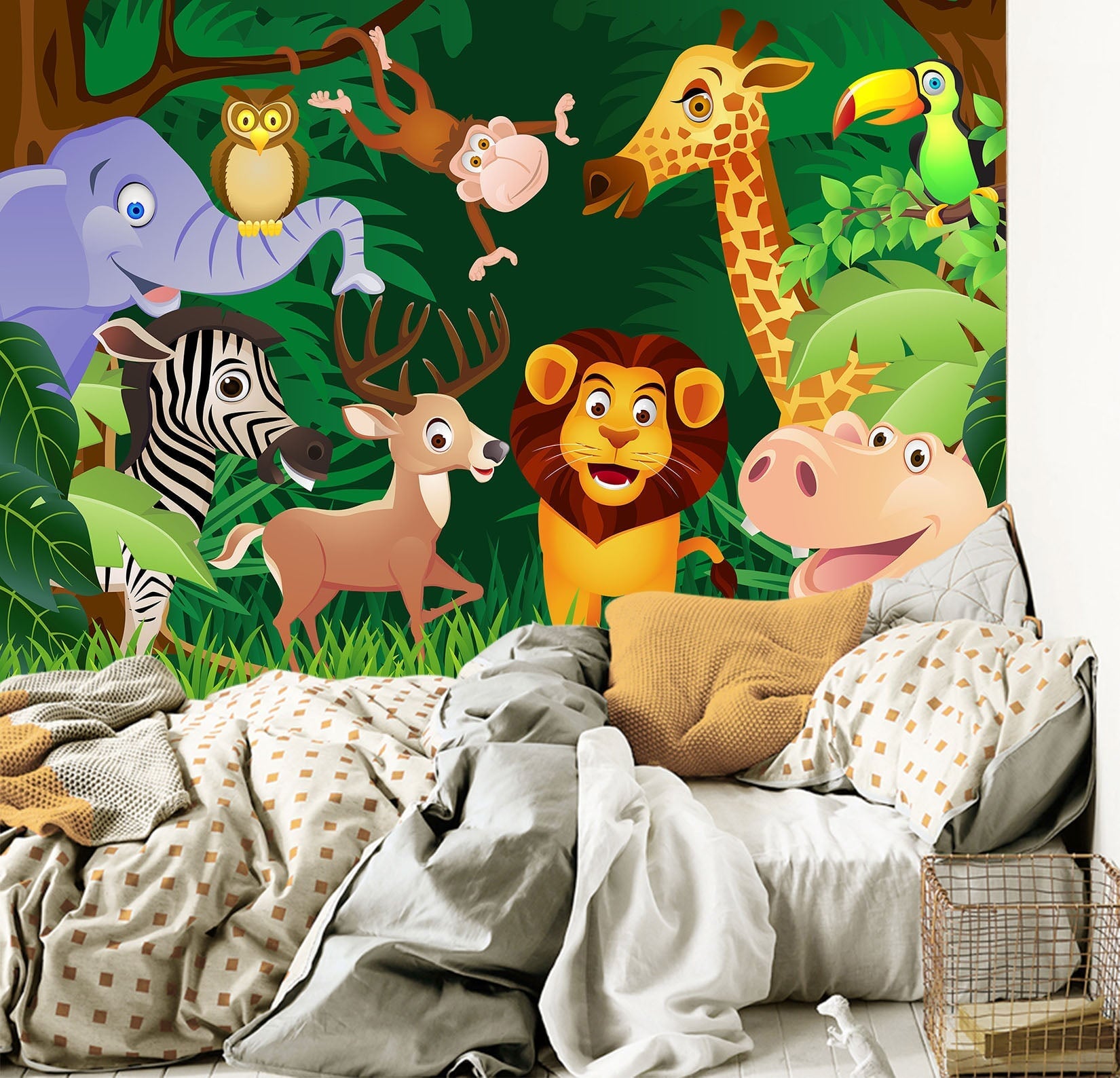 3D Cartoon Animals 052 Wall Murals Wallpaper AJ Wallpaper 2