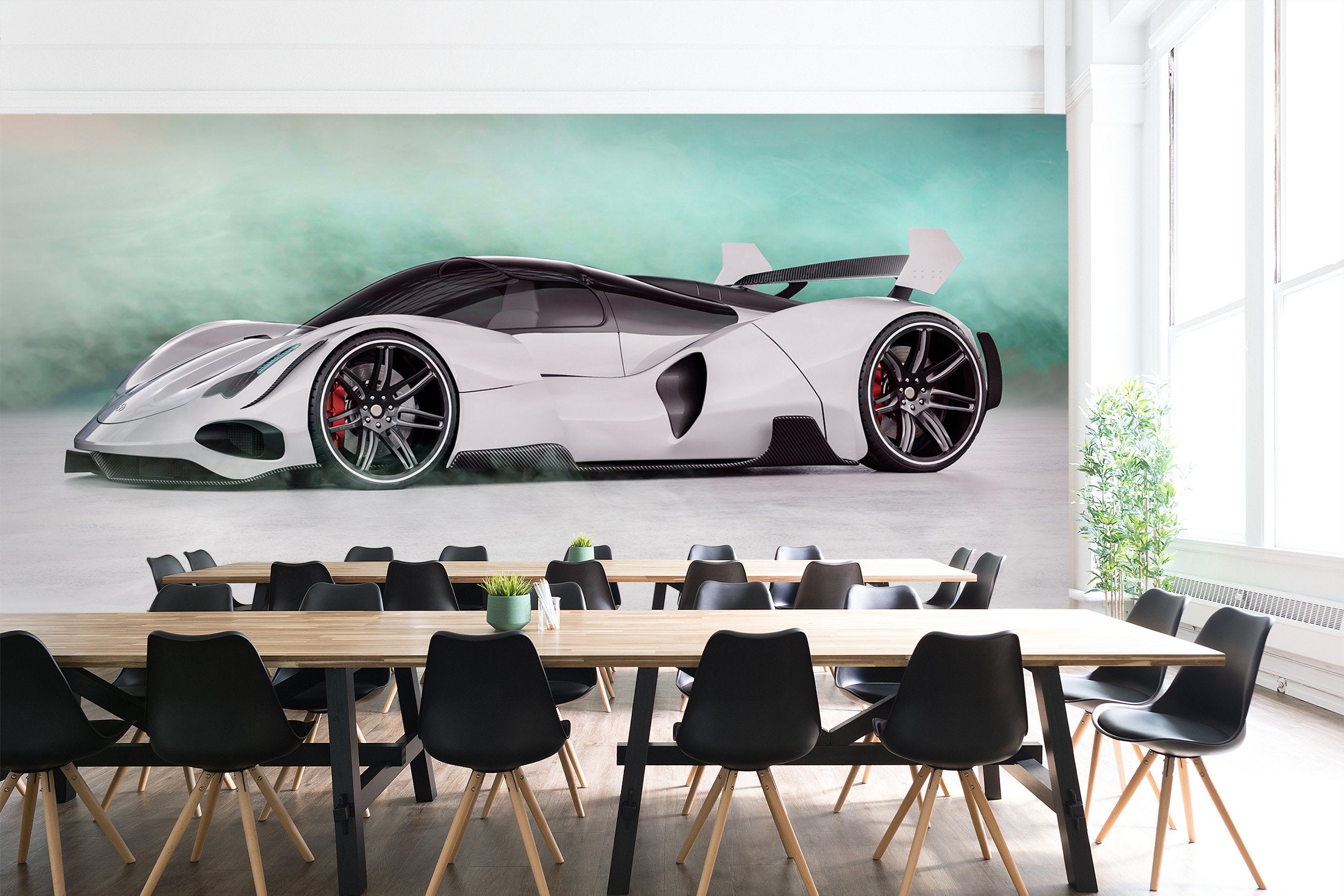 3D White Sports Car 964 Vehicle Wall Murals Wallpaper AJ Wallpaper 2