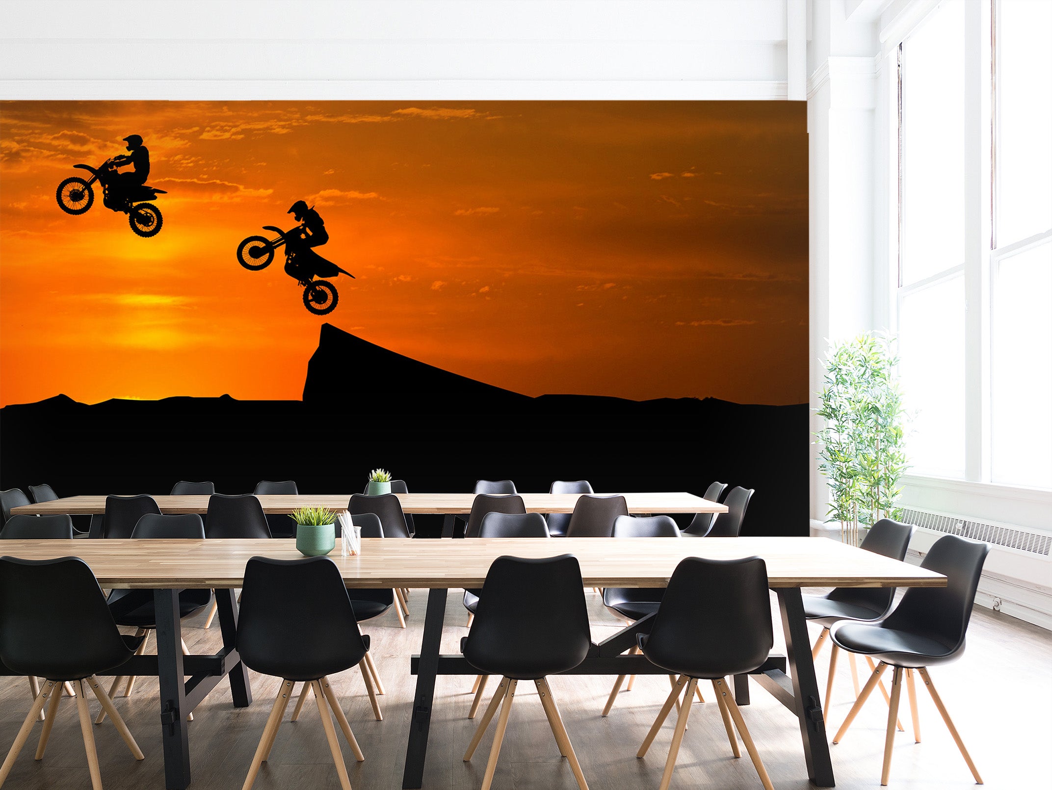 3D Sunset Motorcycle 194 Vehicle Wall Murals
