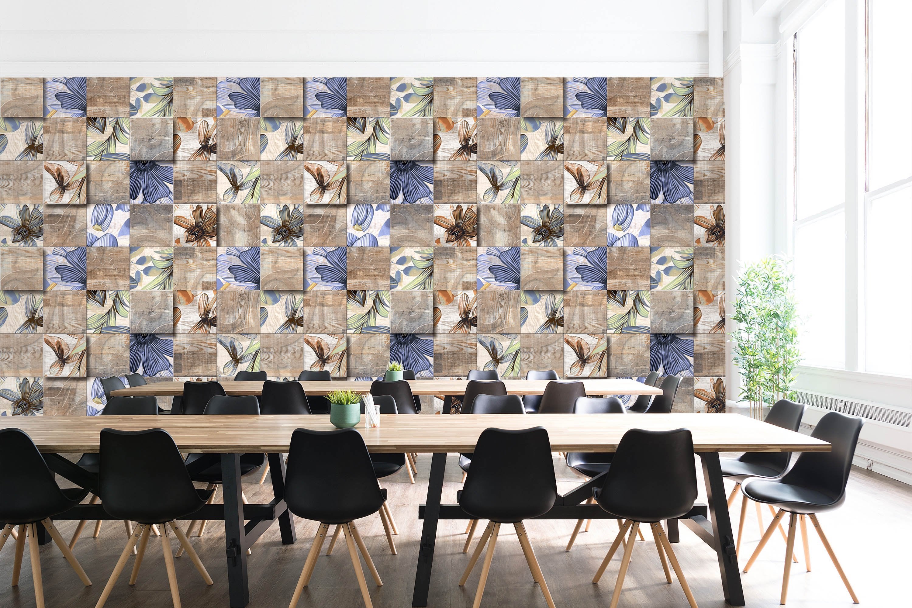 3D Elegant Flower 053 Marble Tile Texture Wallpaper AJ Wallpaper 2