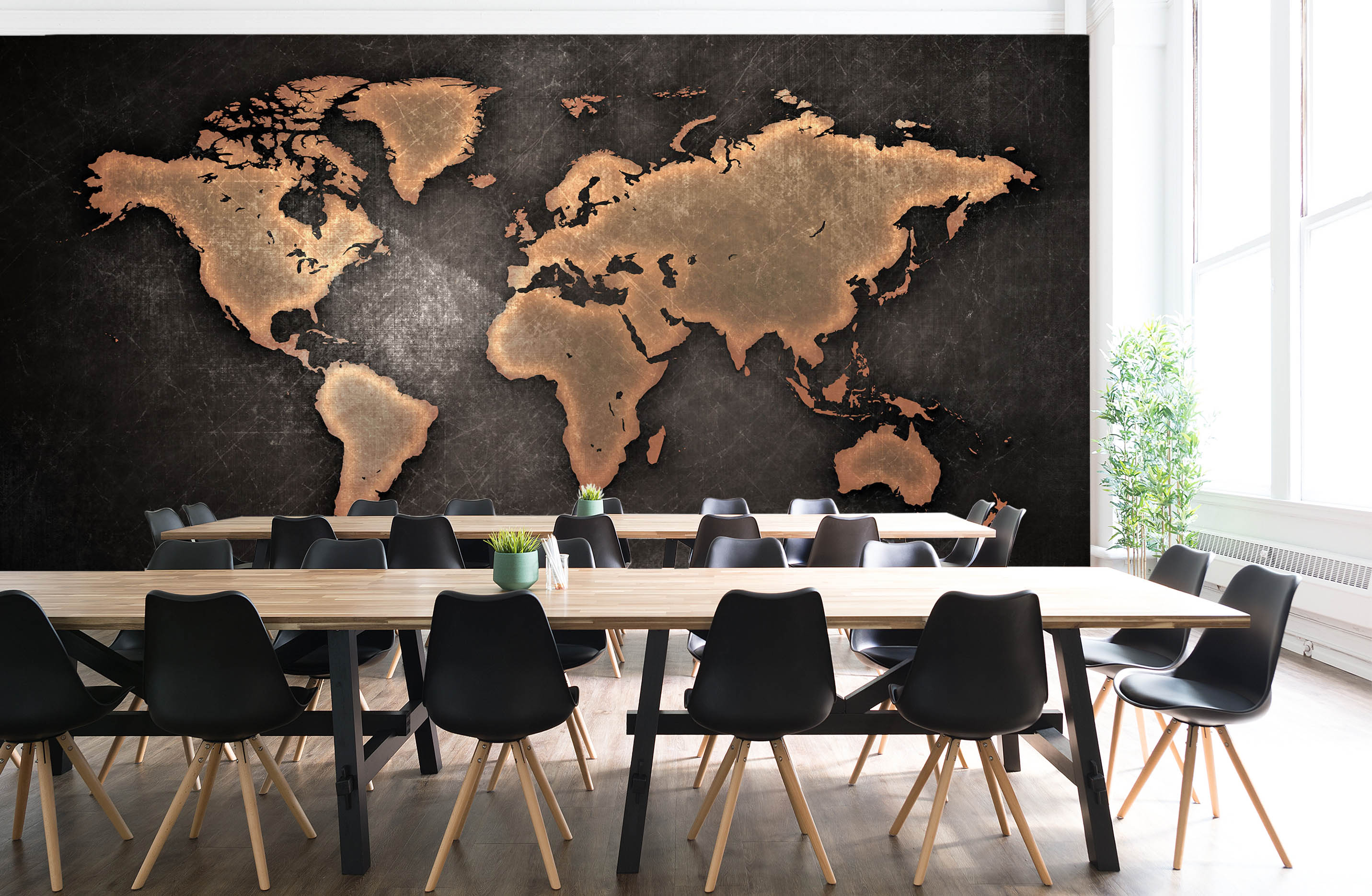 3D Gold Pattern 2005 World Map Wall Murals