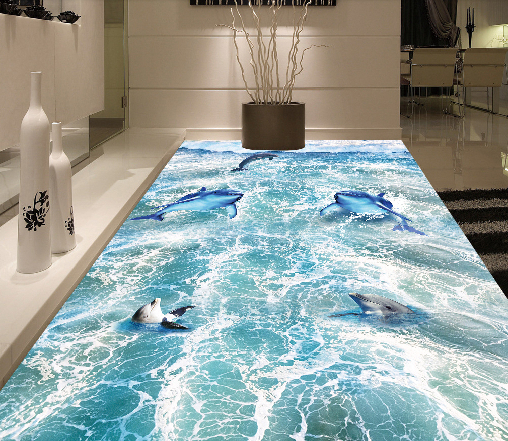 3D Churning Fish 566 Floor Mural Wallpaper Murals Rug & Mat Print Epoxy waterproof bath floor