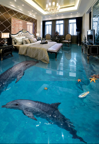 3D Dolphin 229 Floor Mural Wallpaper AJ Wallpaper 2