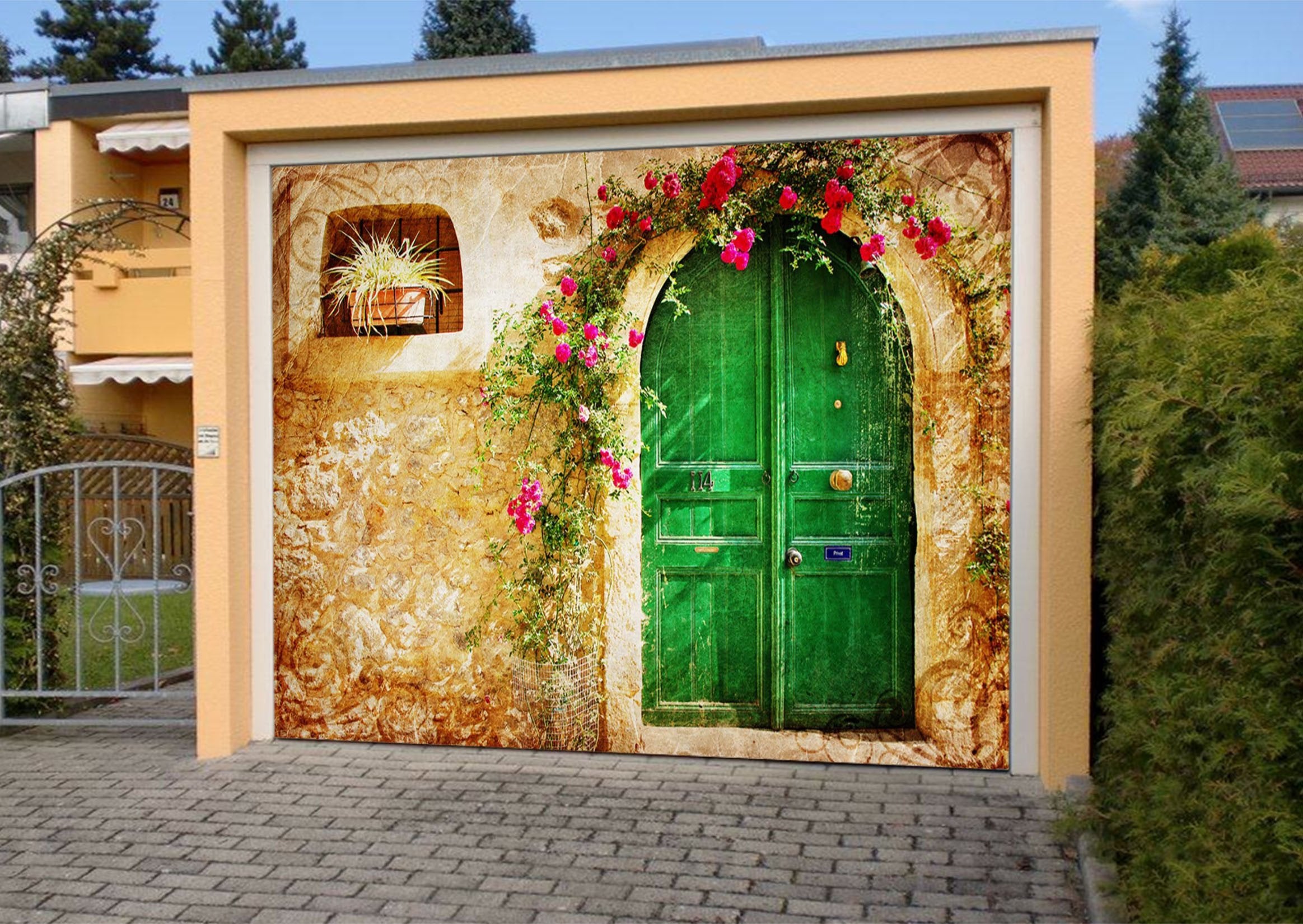 3D Door Flowers Vine 79 Garage Door Mural Wallpaper AJ Wallpaper