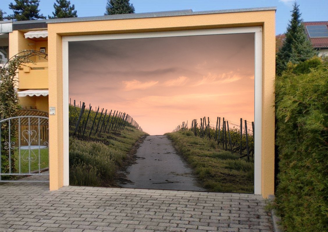 3D Vineyard Road Sunset 175 Garage Door Mural Wallpaper AJ Wallpaper
