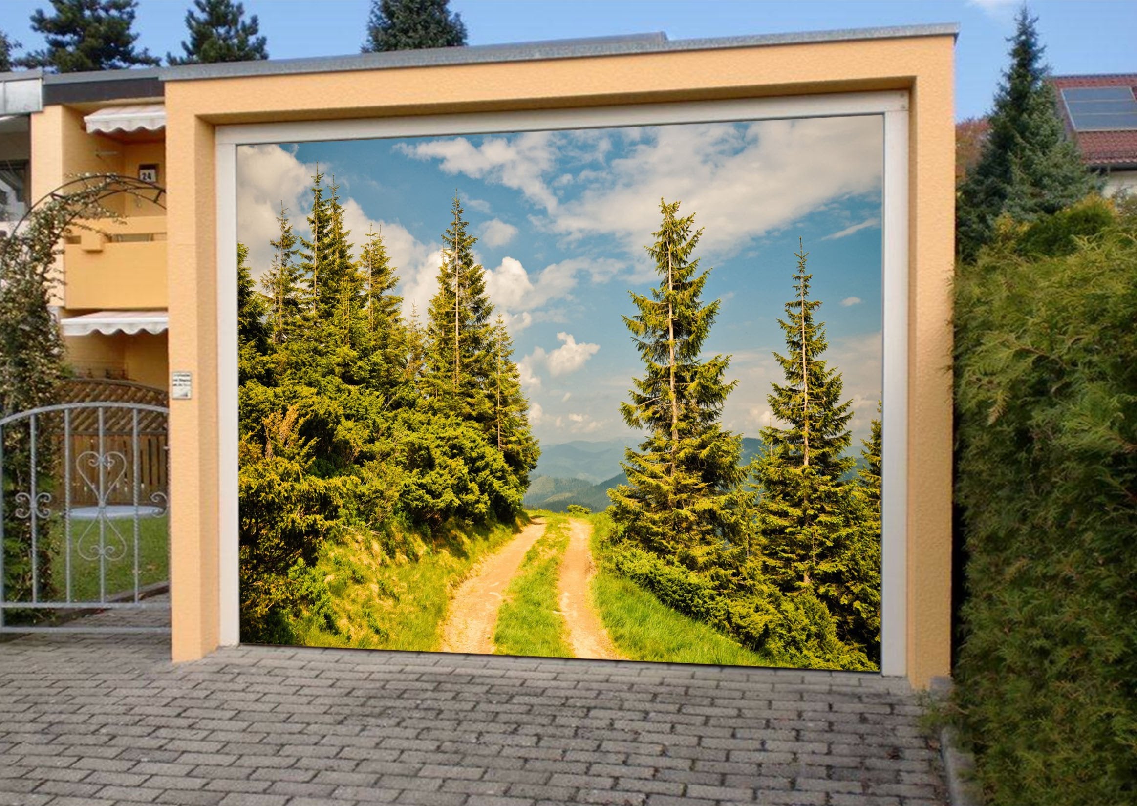 3D Mountain Road Trees 25 Garage Door Mural Wallpaper AJ Wallpaper